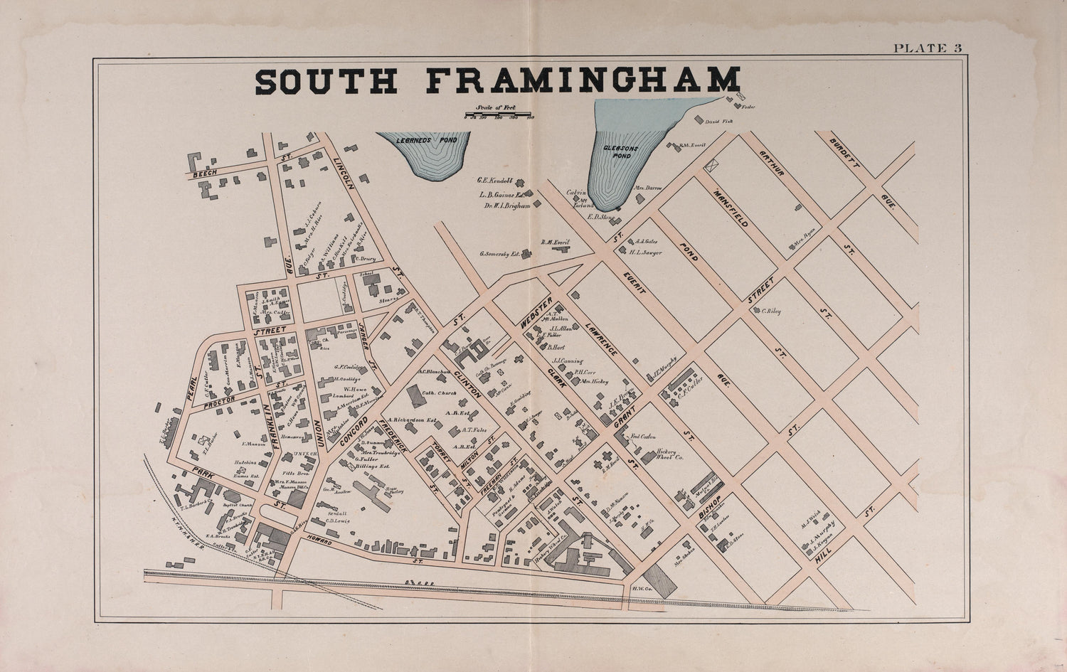 South Framingham from Atlas of the Town of Framingham, Mass 1895 by Relic Map Company