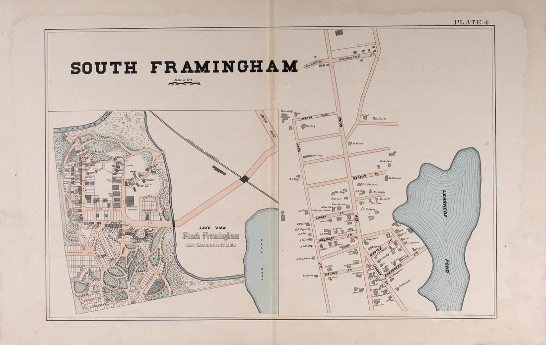 South Framingham from Atlas of the Town of Framingham, Mass 1895 by Relic Map Company
