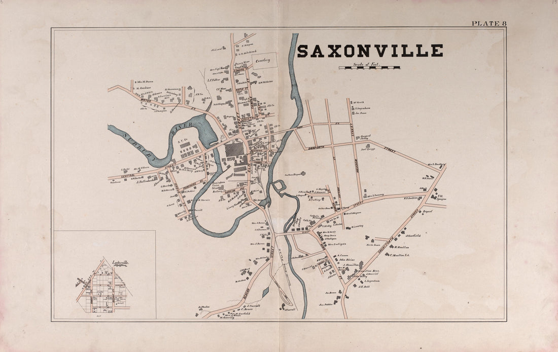 Saxonville from Atlas of the Town of Framingham, Mass 1895 by Relic Map Company