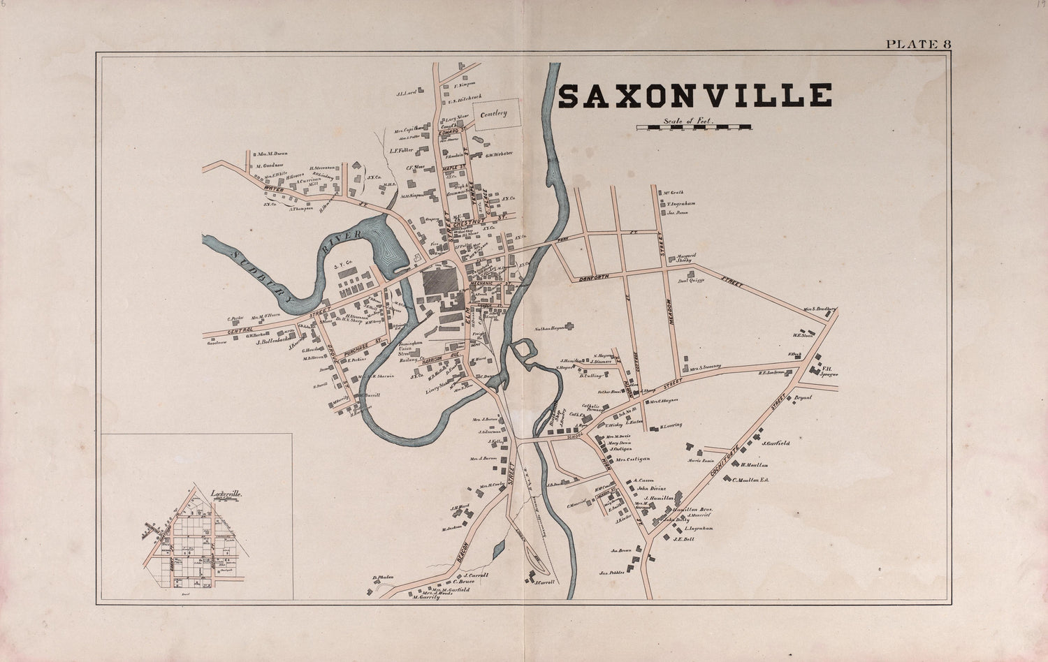 Saxonville from Atlas of the Town of Framingham, Mass 1895 by Relic Map Company