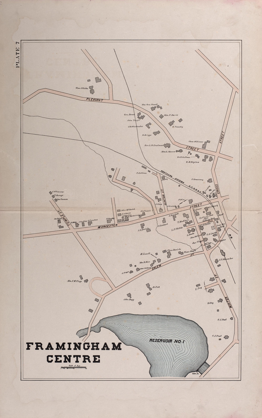 Framingham Centre from Atlas of the Town of Framingham, Mass 1895 by Relic Map Company