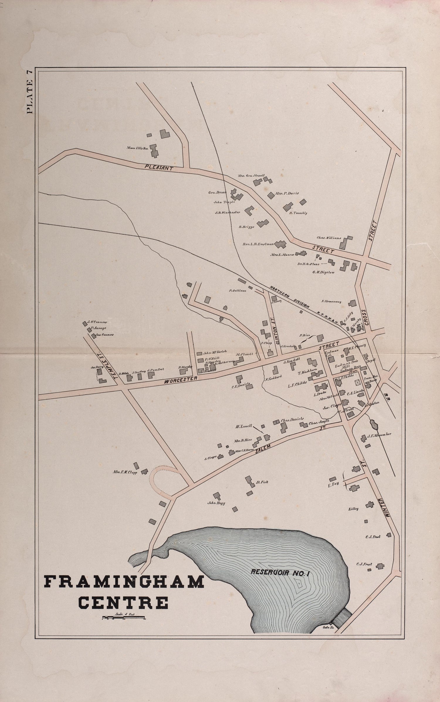 Framingham Centre from Atlas of the Town of Framingham, Mass 1895 by Relic Map Company
