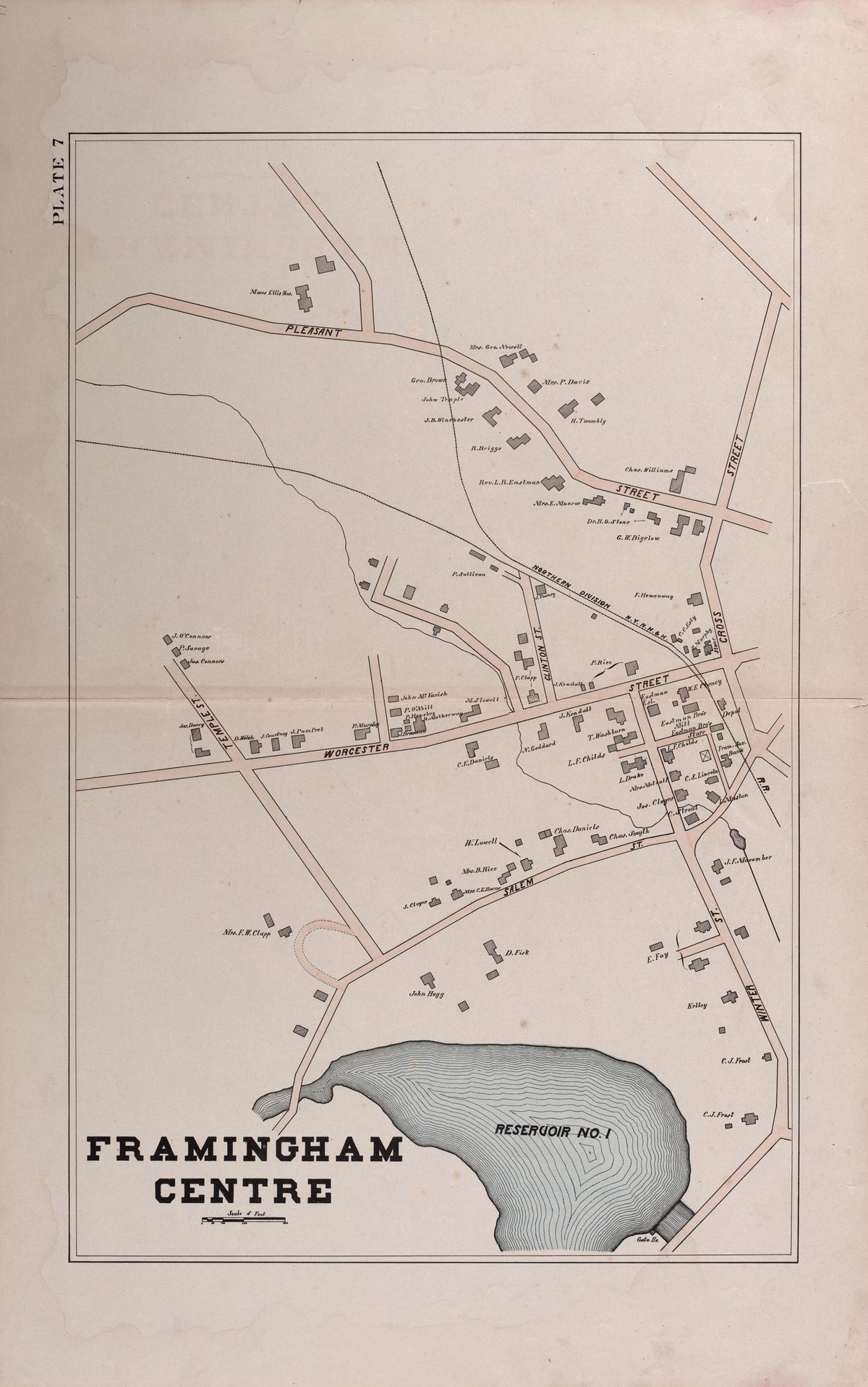 Framingham Centre from Atlas of the Town of Framingham, Mass 1895 by Relic Map Company