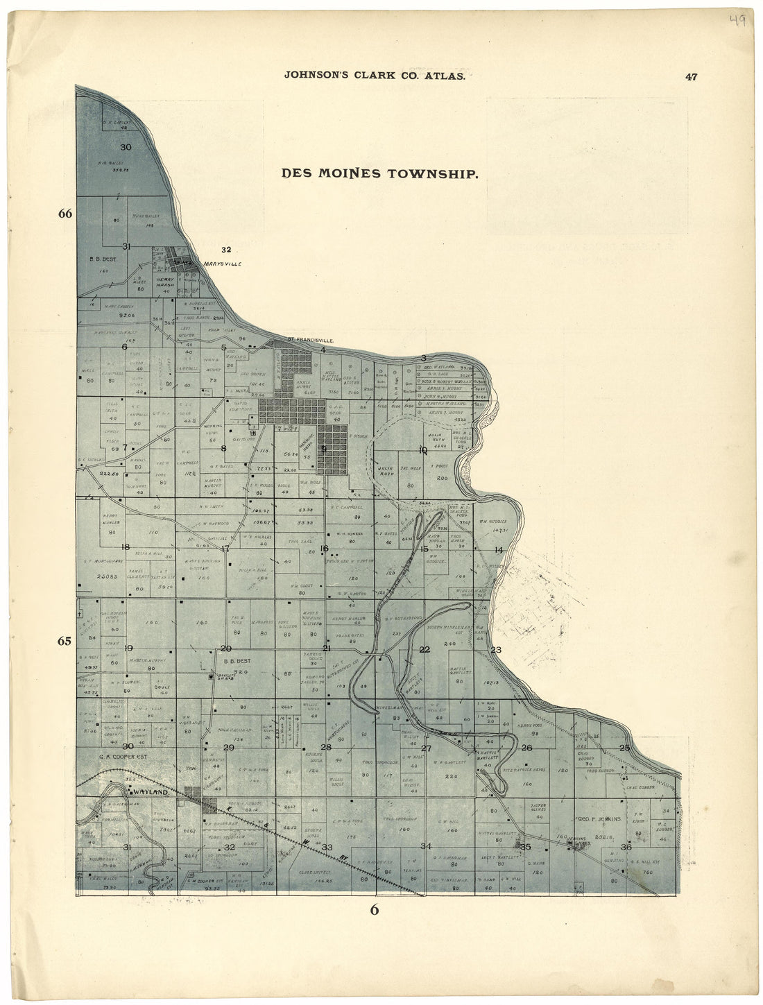 This old map of Clark County, Missouri,  was created by Johnson, G. C.|Western Atlas Co in 1896