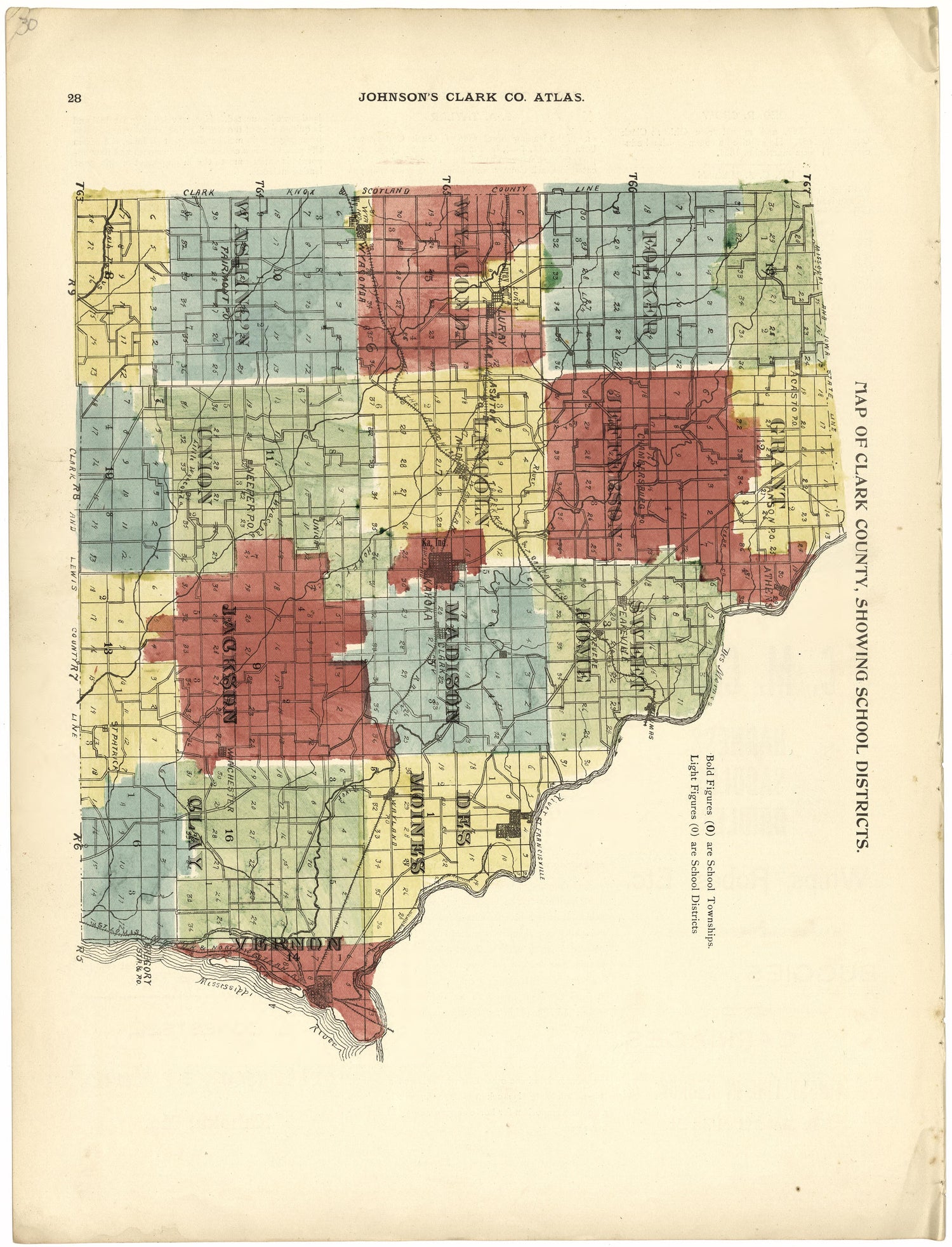 This old map of Clark County, Missouri,  was created by Johnson, G. C.|Western Atlas Co in 1896