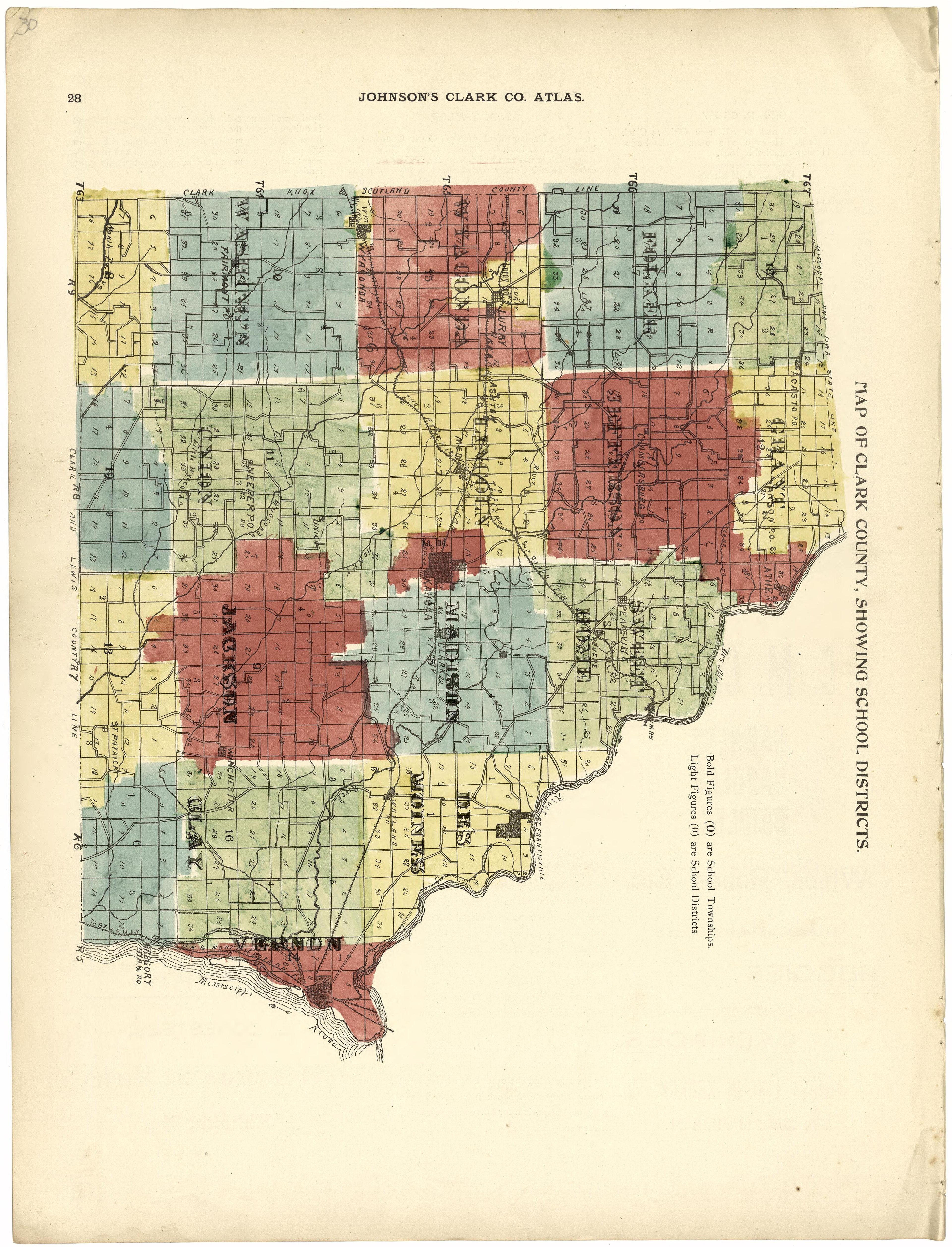 This old map of Clark County, Missouri,  was created by Johnson, G. C.|Western Atlas Co in 1896
