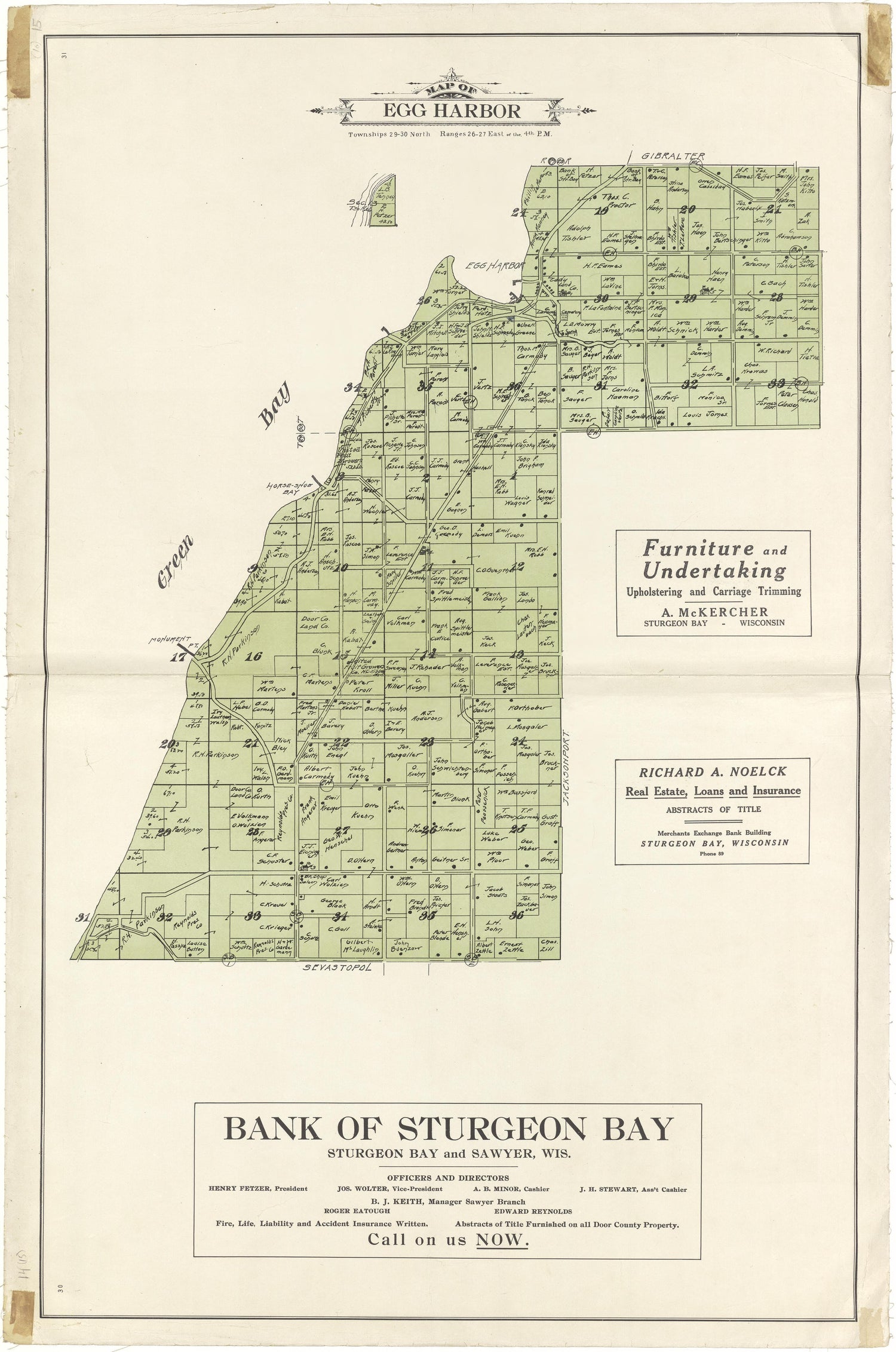Map of Egg Harbor from Atlas of Door County, Wisconsin 1914 by Relic Map Company
