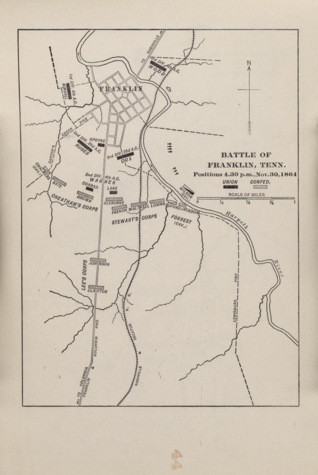 Battle of Franklin, Tenn., Nov. 30, 1864 from Campaigns of the American Civil War--atlas 1914 by Relic Map Company