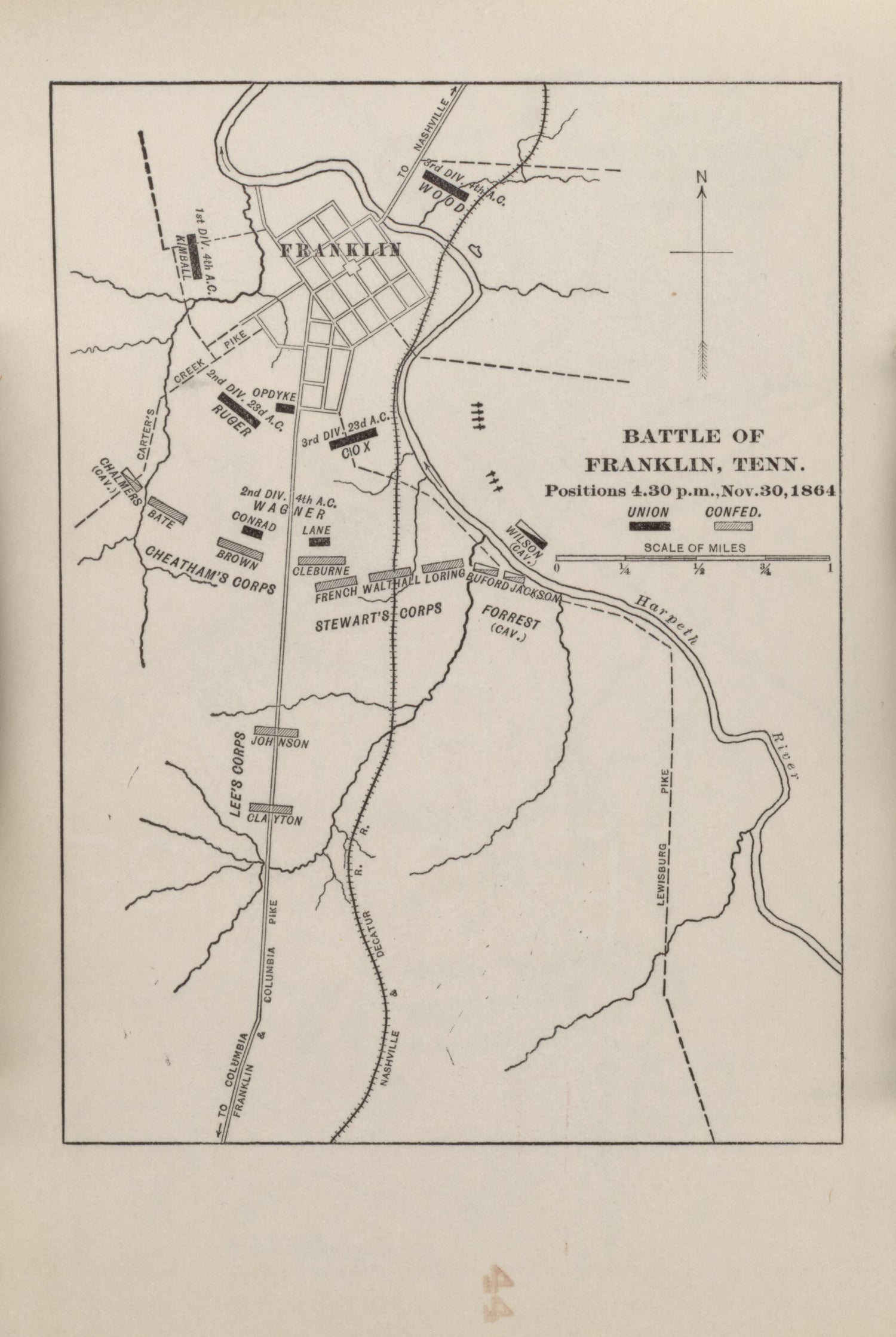 Battle of Franklin, Tenn., Nov. 30, 1864 from Campaigns of the American Civil War--atlas 1914 by Relic Map Company
