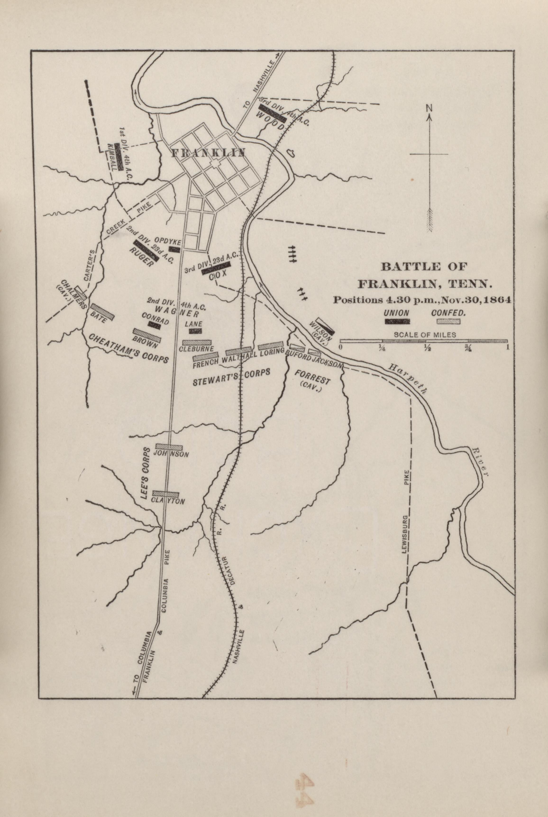 Battle of Franklin, Tenn., Nov. 30, 1864 from Campaigns of the American Civil War--atlas 1914 by Relic Map Company
