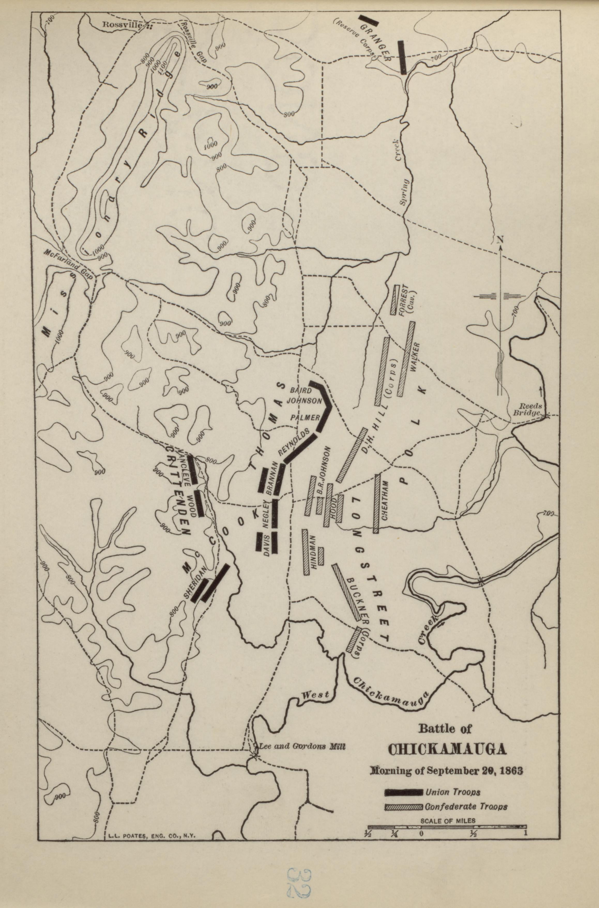Battle of Chickamauga, Sept. 29, 1863 from Campaigns of the American Civil War--atlas 1914 by Relic Map Company