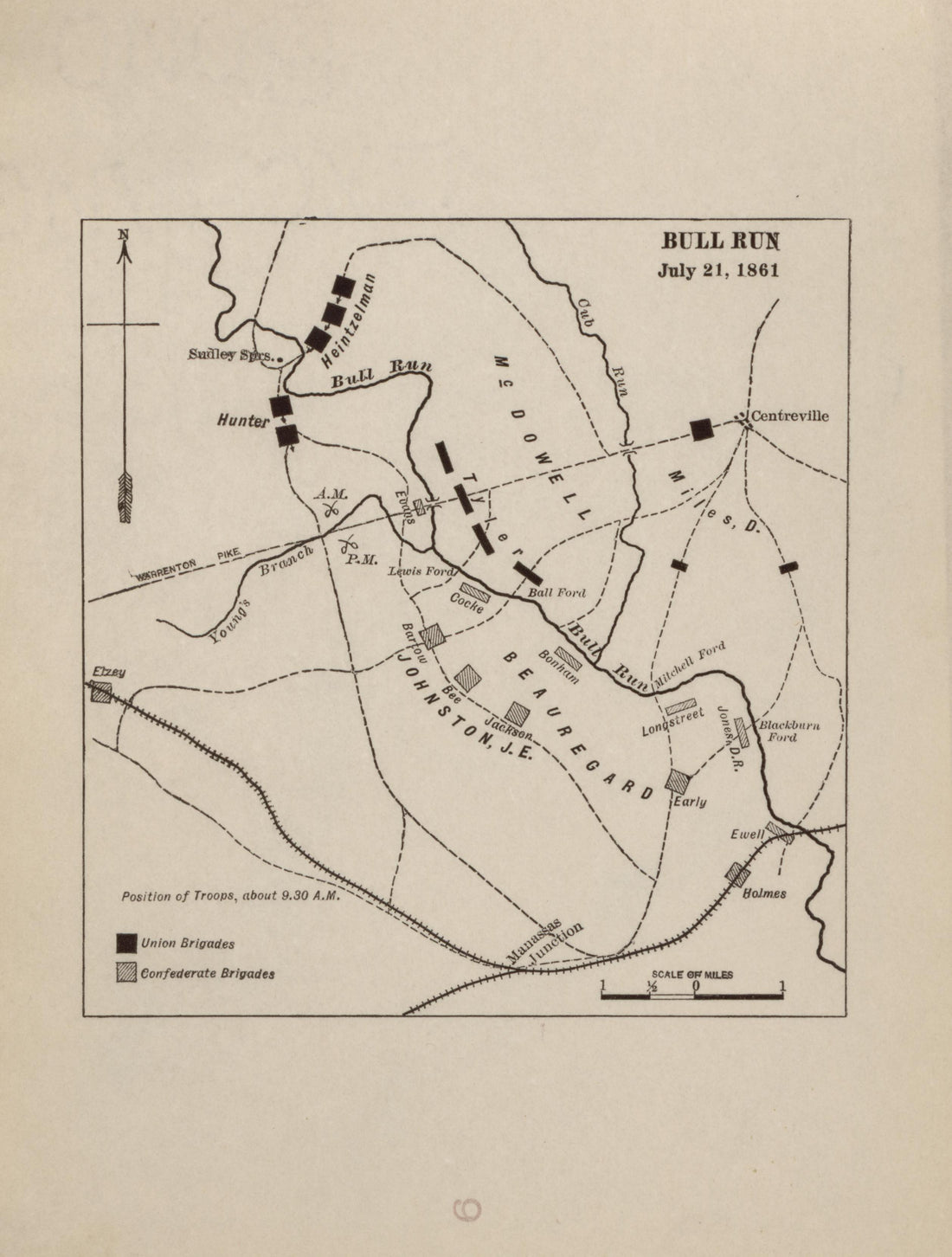 Bull Run - July 21, 1861 from Campaigns of the American Civil War--atlas 1914 by Relic Map Company