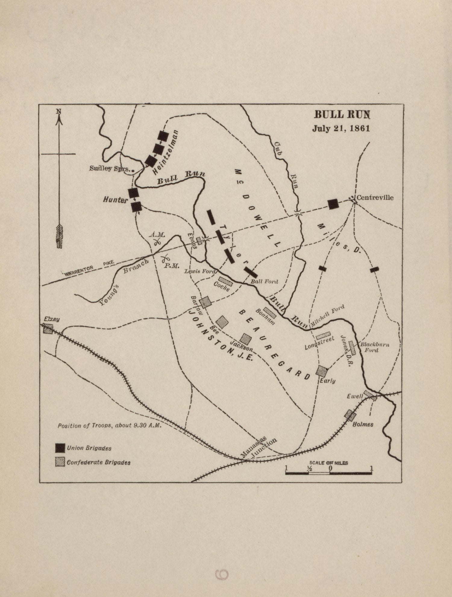 Bull Run - July 21, 1861 from Campaigns of the American Civil War--atlas 1914 by Relic Map Company