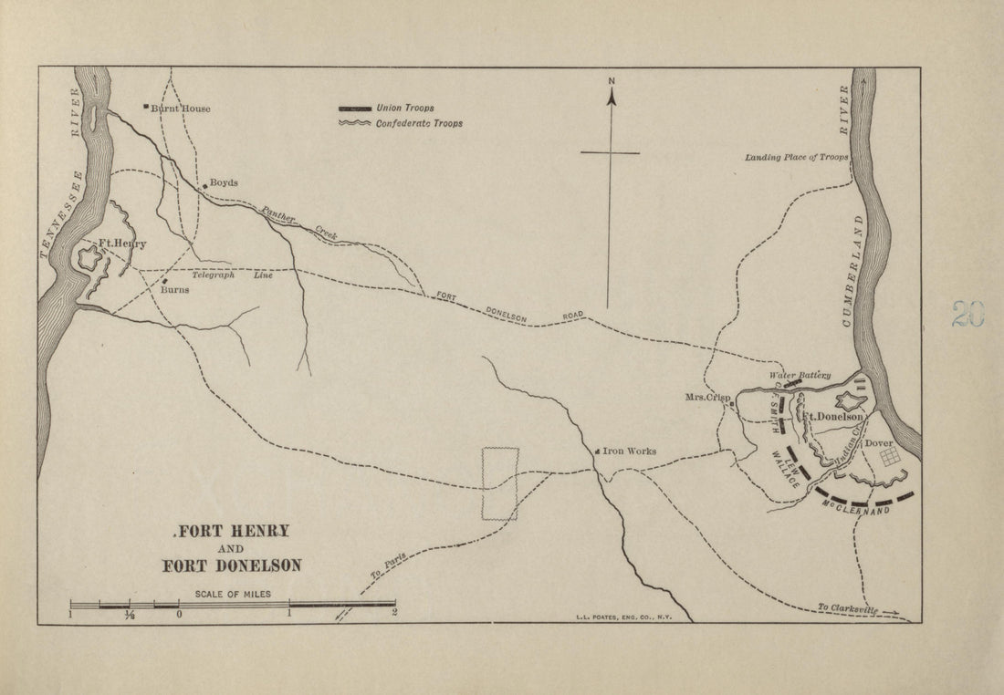Fort Henry and Fort Donelson from Campaigns of the American Civil War--atlas 1914 by Relic Map Company