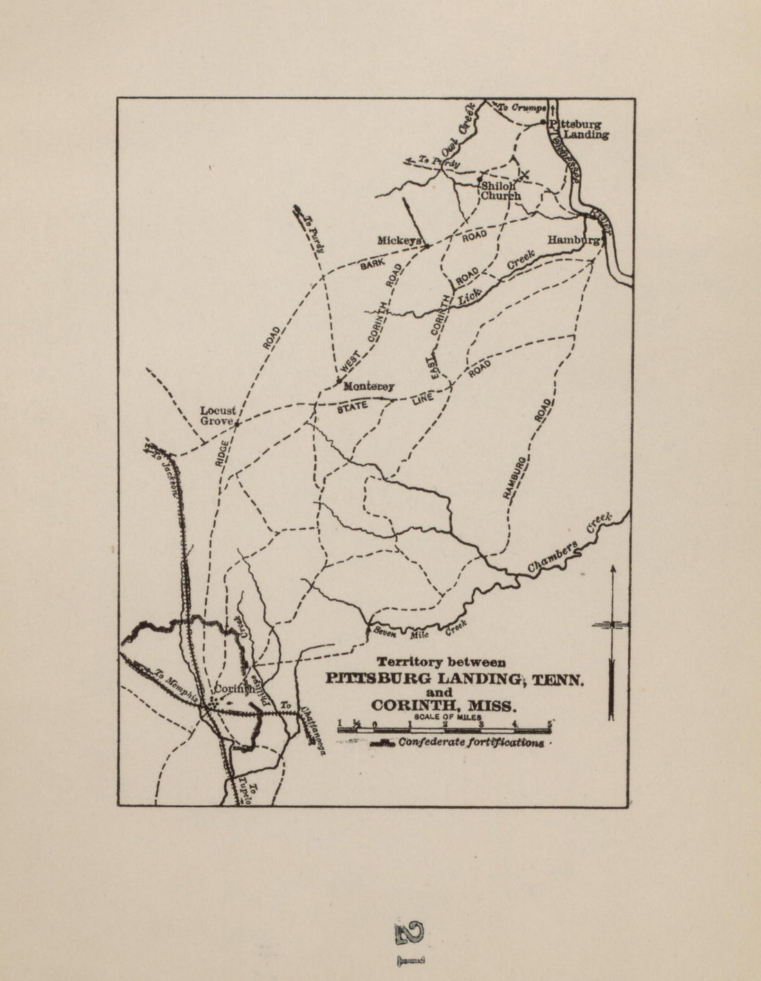 Territory Between Pittsburg Landing, Tenn. and Corinth, Miss. from Campaigns of the American Civil War--atlas 1914 by Relic Map Company
