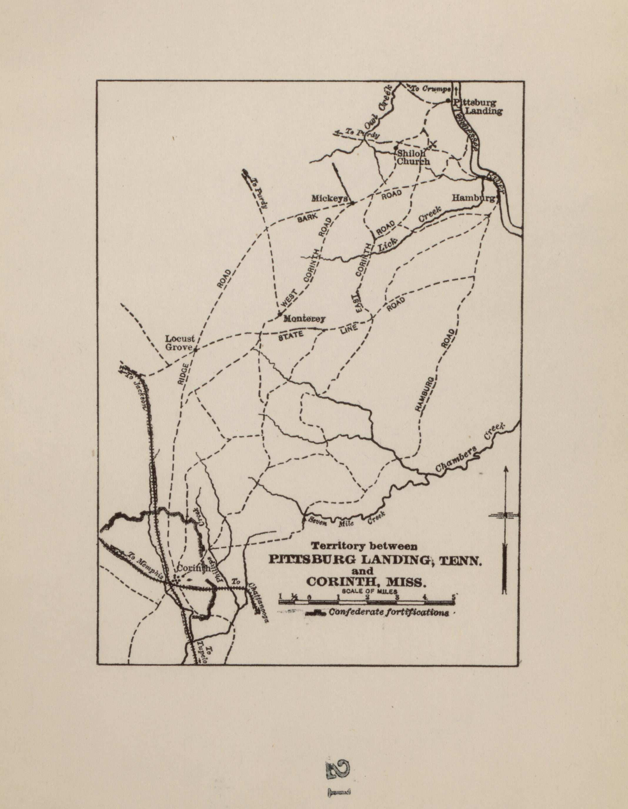 Territory Between Pittsburg Landing, Tenn. and Corinth, Miss. from Campaigns of the American Civil War--atlas 1914 by Relic Map Company