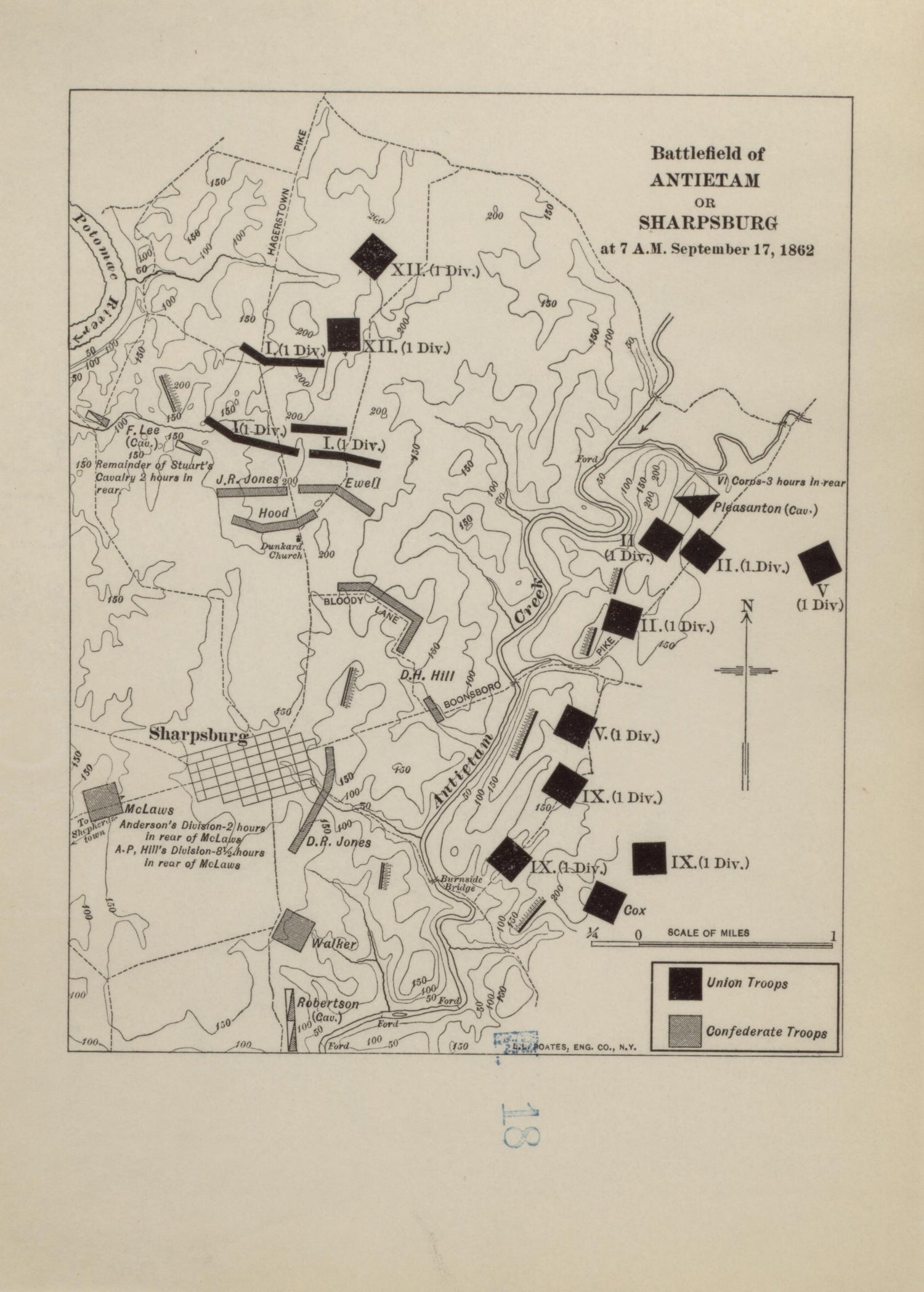 Battlefield of Antietam Or Sharpsburg, Sept. 17, 1862 from Campaigns of the American Civil War--atlas 1914 by Relic Map Company