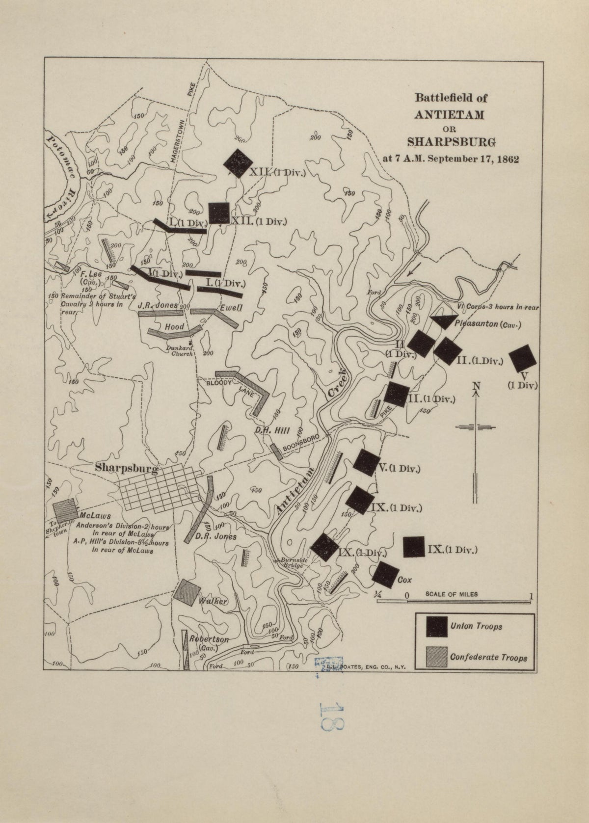 Battlefield of Antietam Or Sharpsburg, Sept. 17, 1862 from Campaigns of the American Civil War--atlas 1914 by Relic Map Company