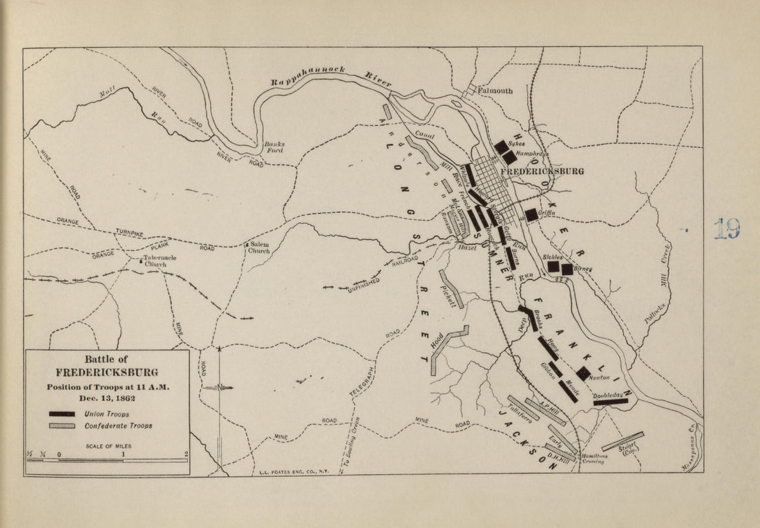 Battle of Fredericksburg, Dec. 13, 1862 from Campaigns of the American Civil War--atlas 1914 by Relic Map Company