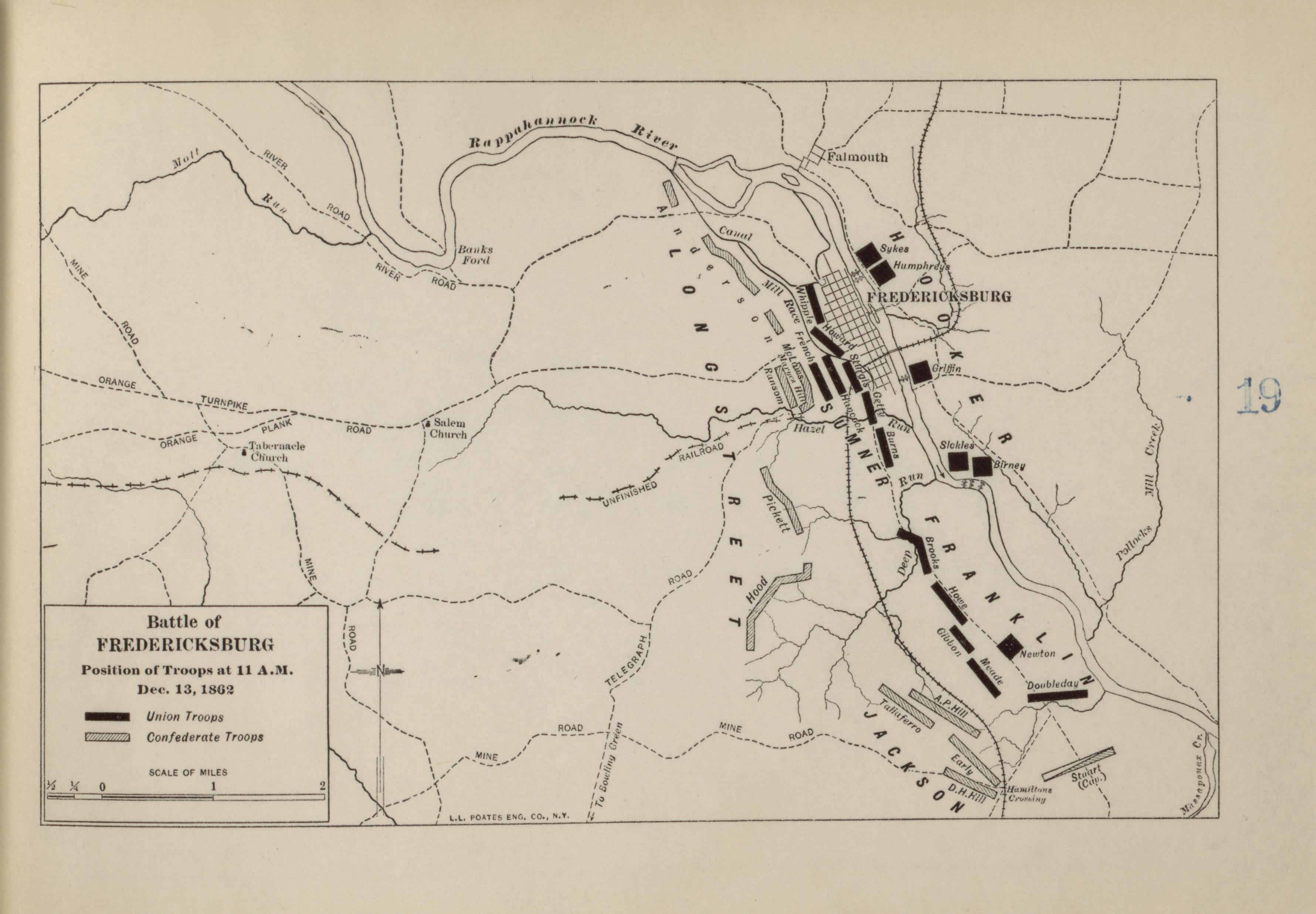 Battle of Fredericksburg, Dec. 13, 1862 from Campaigns of the American Civil War--atlas 1914 by Relic Map Company
