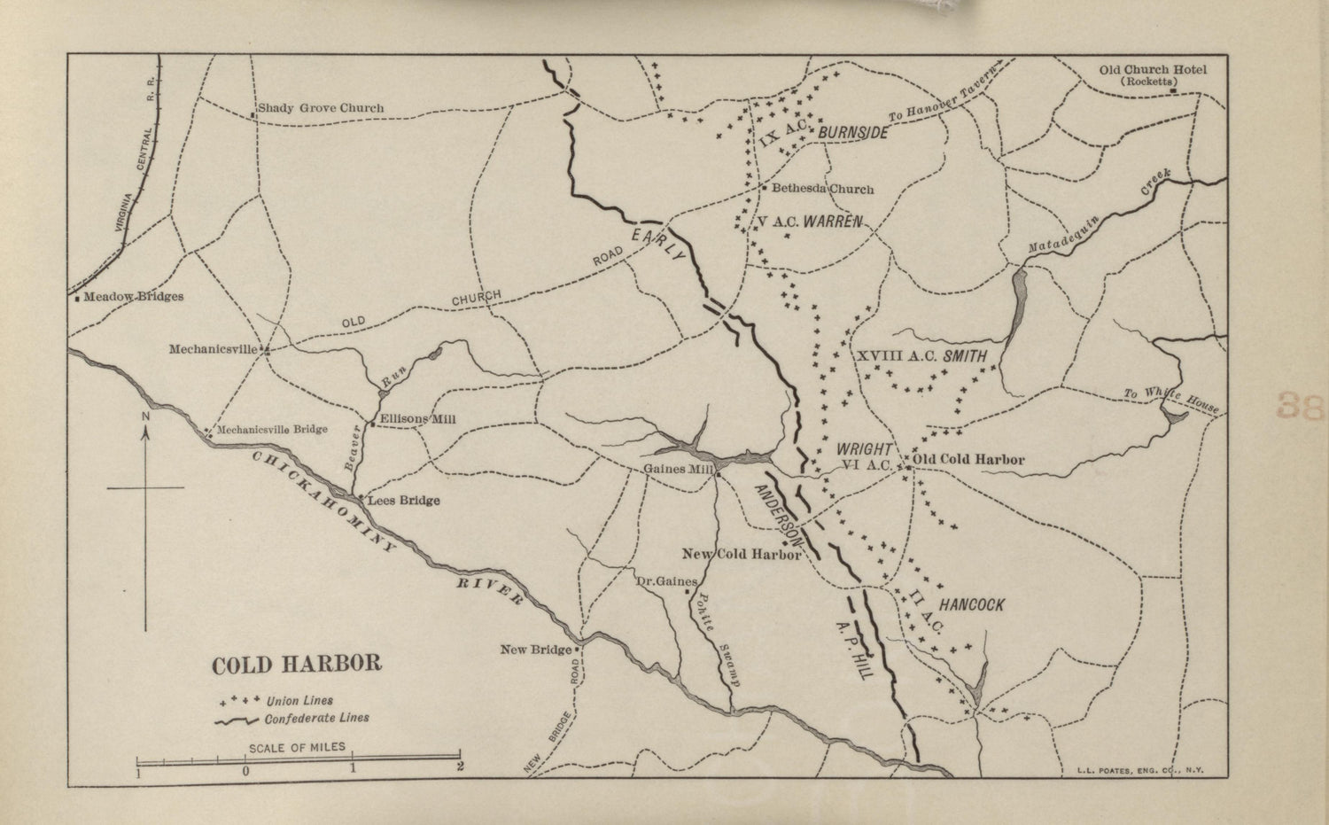 Cold Harbor from Campaigns of the American Civil War--atlas 1914 by Relic Map Company