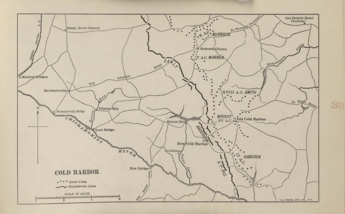 Cold Harbor from Campaigns of the American Civil War--atlas 1914 by Relic Map Company