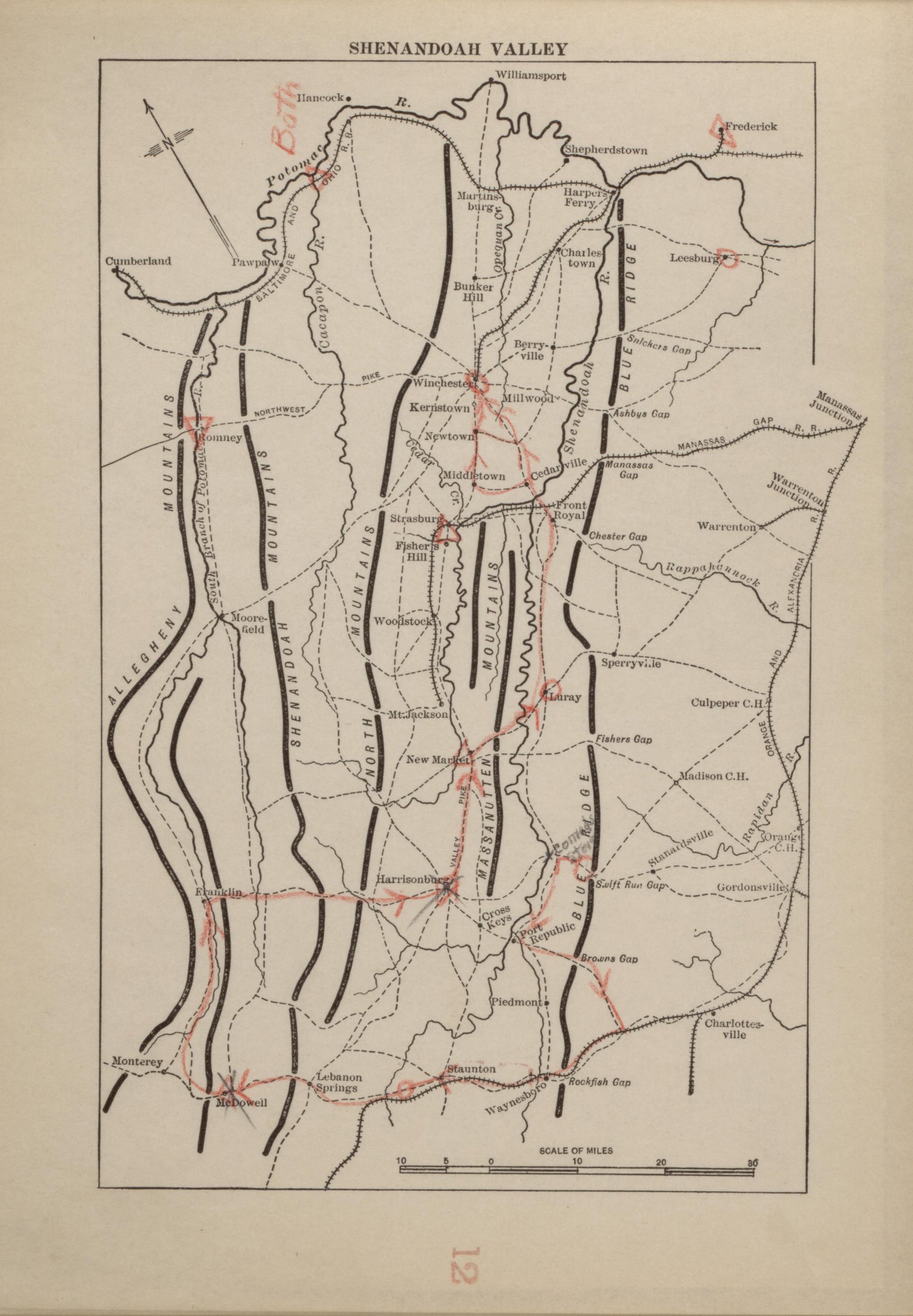 Shenandoah Valley from Campaigns of the American Civil War--atlas 1914 by Relic Map Company