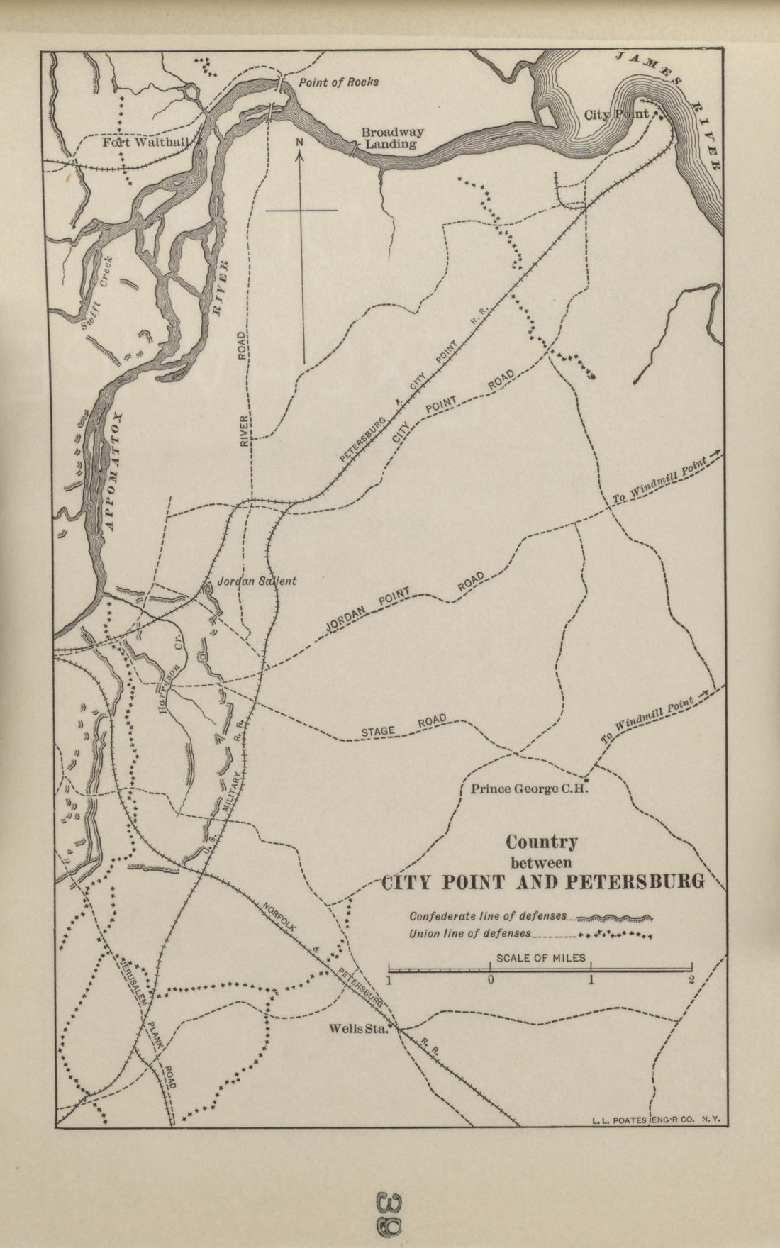 Country Between City Point and Petersburg from Campaigns of the American Civil War--atlas 1914 by Relic Map Company