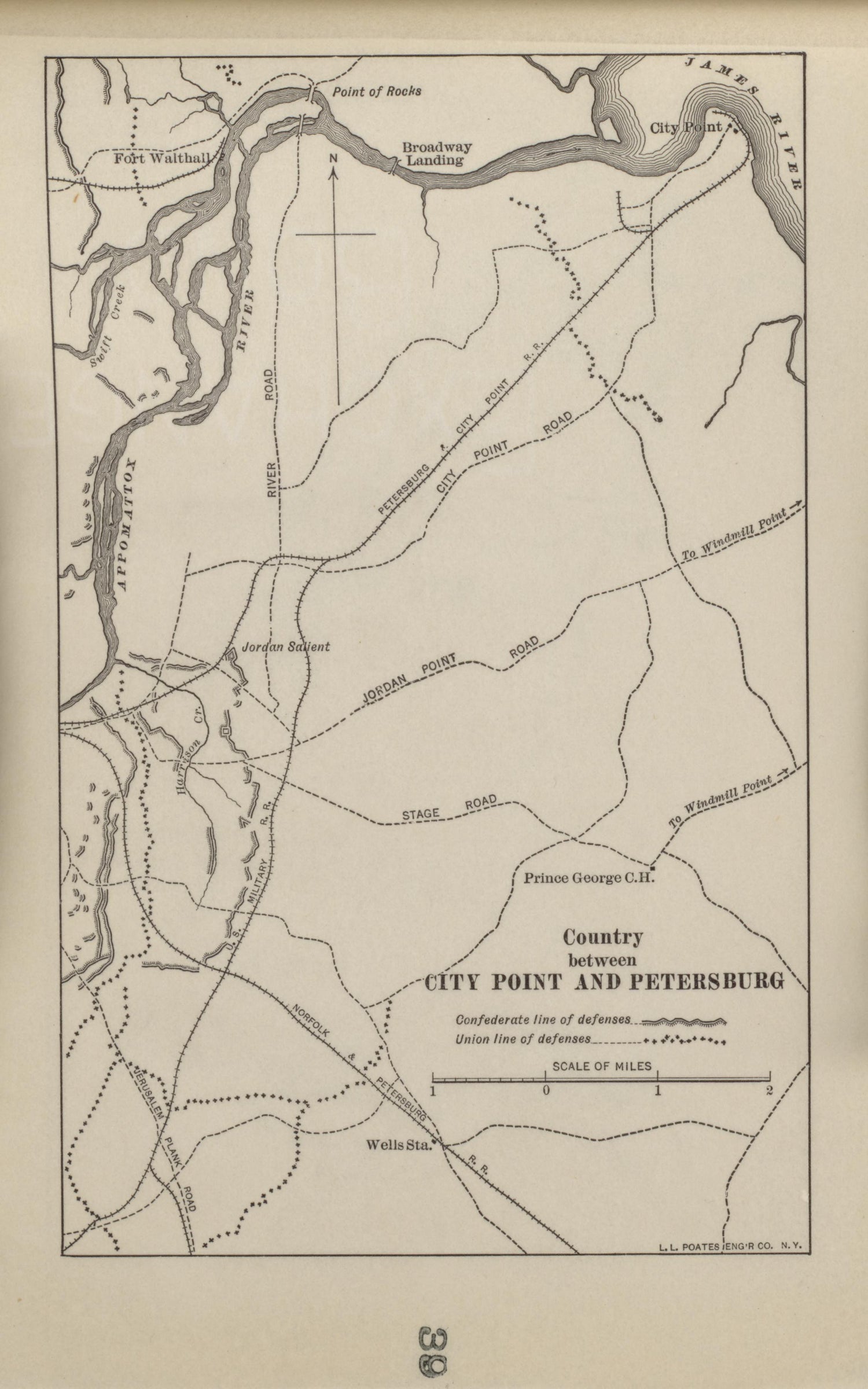 Country Between City Point and Petersburg from Campaigns of the American Civil War--atlas 1914 by Relic Map Company
