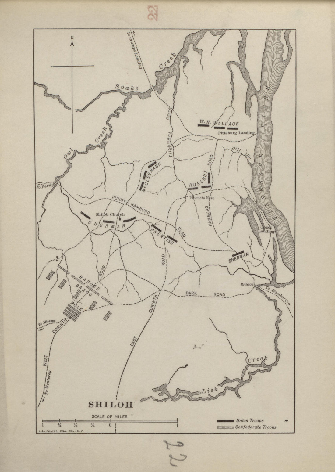 Shiloh from Campaigns of the American Civil War--atlas 1914 by Relic Map Company
