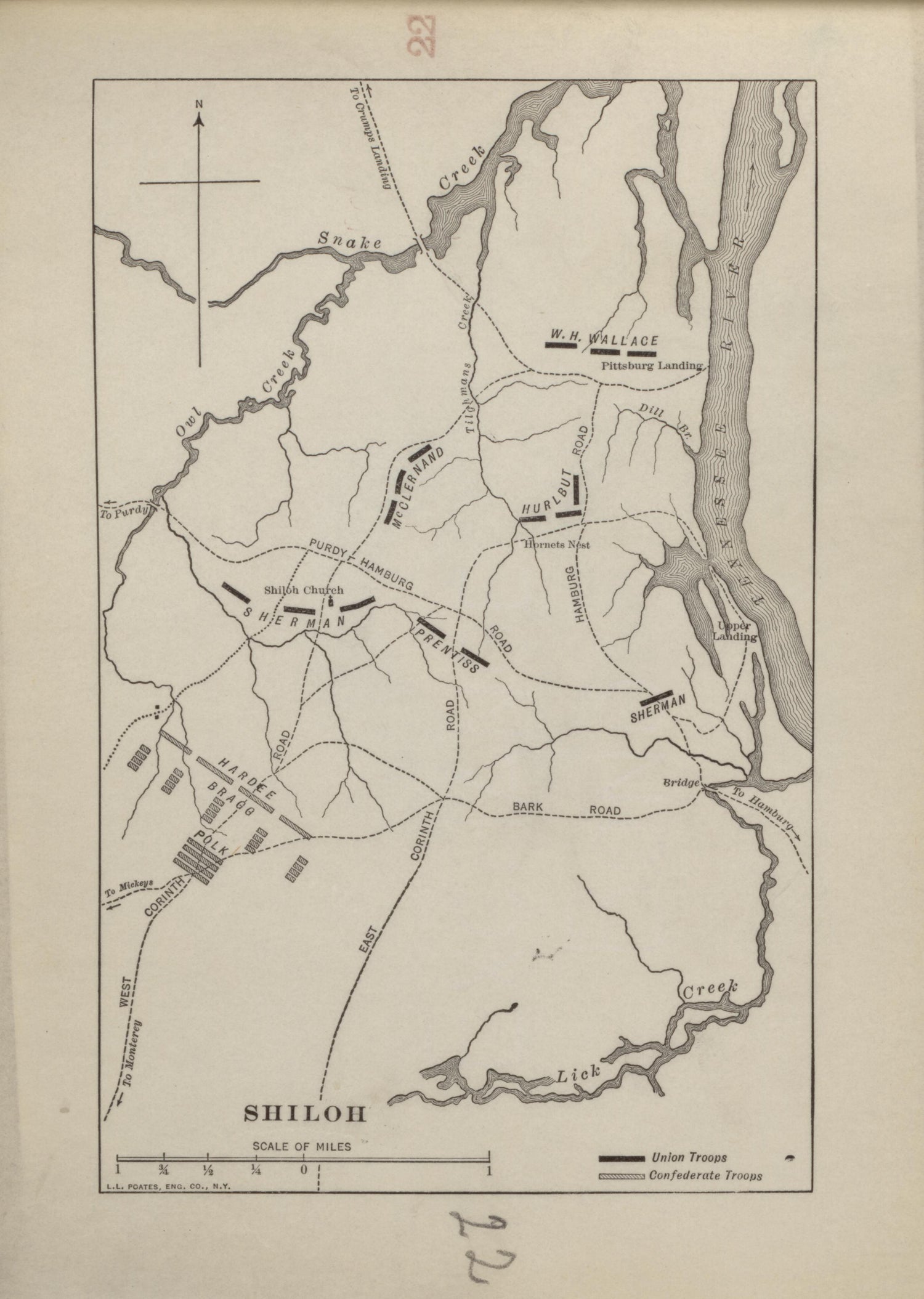 Shiloh from Campaigns of the American Civil War--atlas 1914 by Relic Map Company