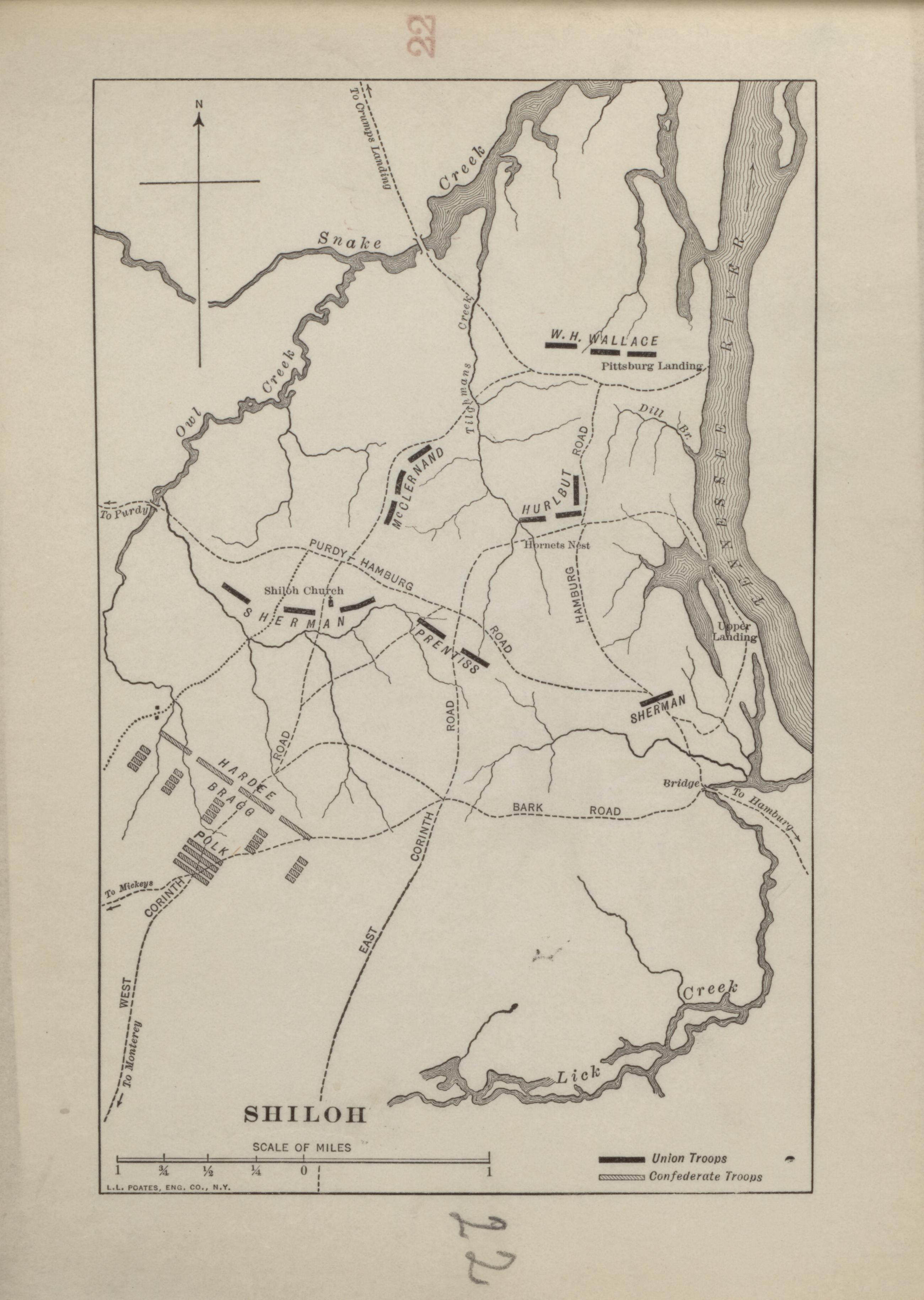 Shiloh from Campaigns of the American Civil War--atlas 1914 by Relic Map Company