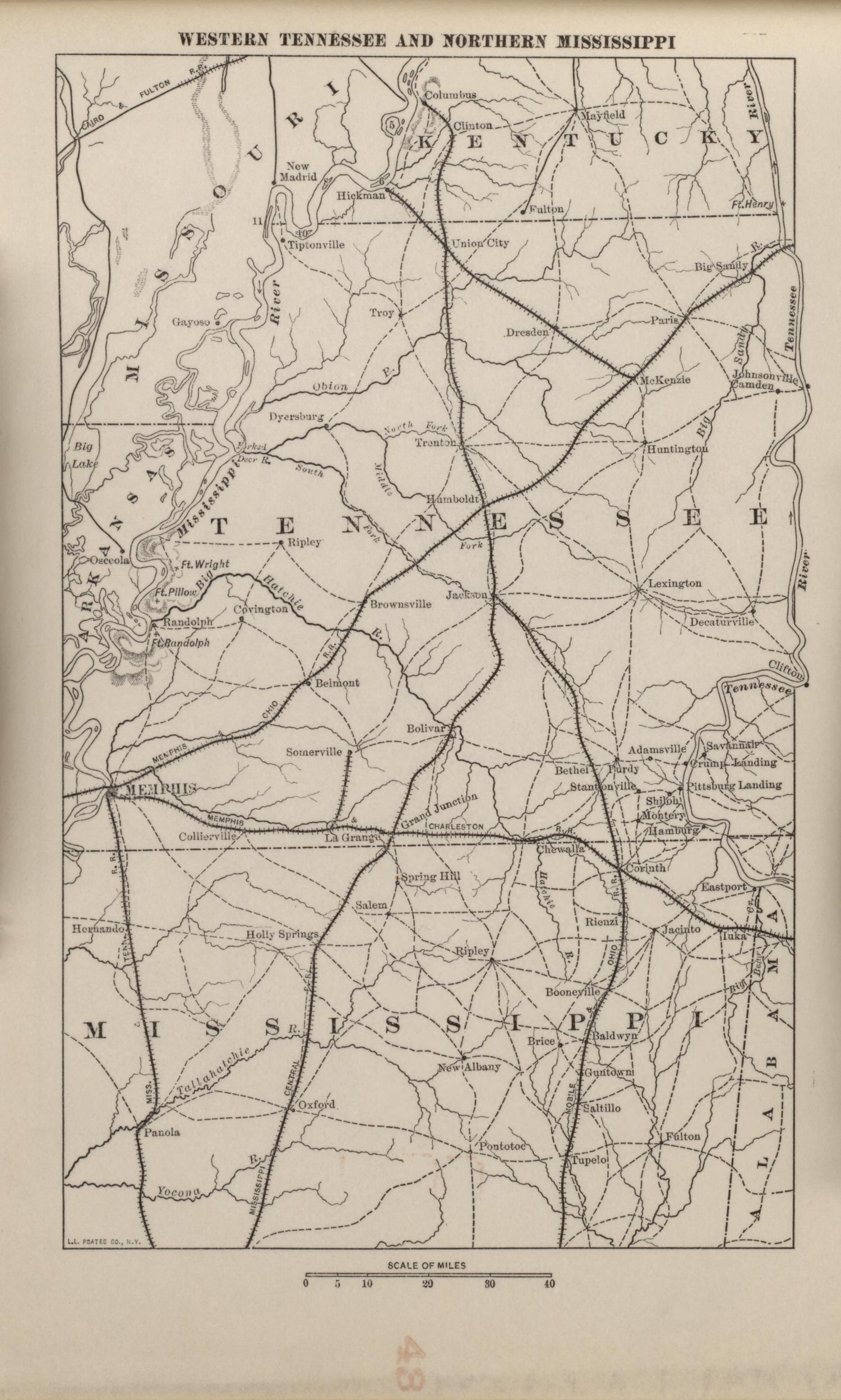 Western Tennessee and Northern Mississippi from Campaigns of the American Civil War--atlas 1914 by Relic Map Company