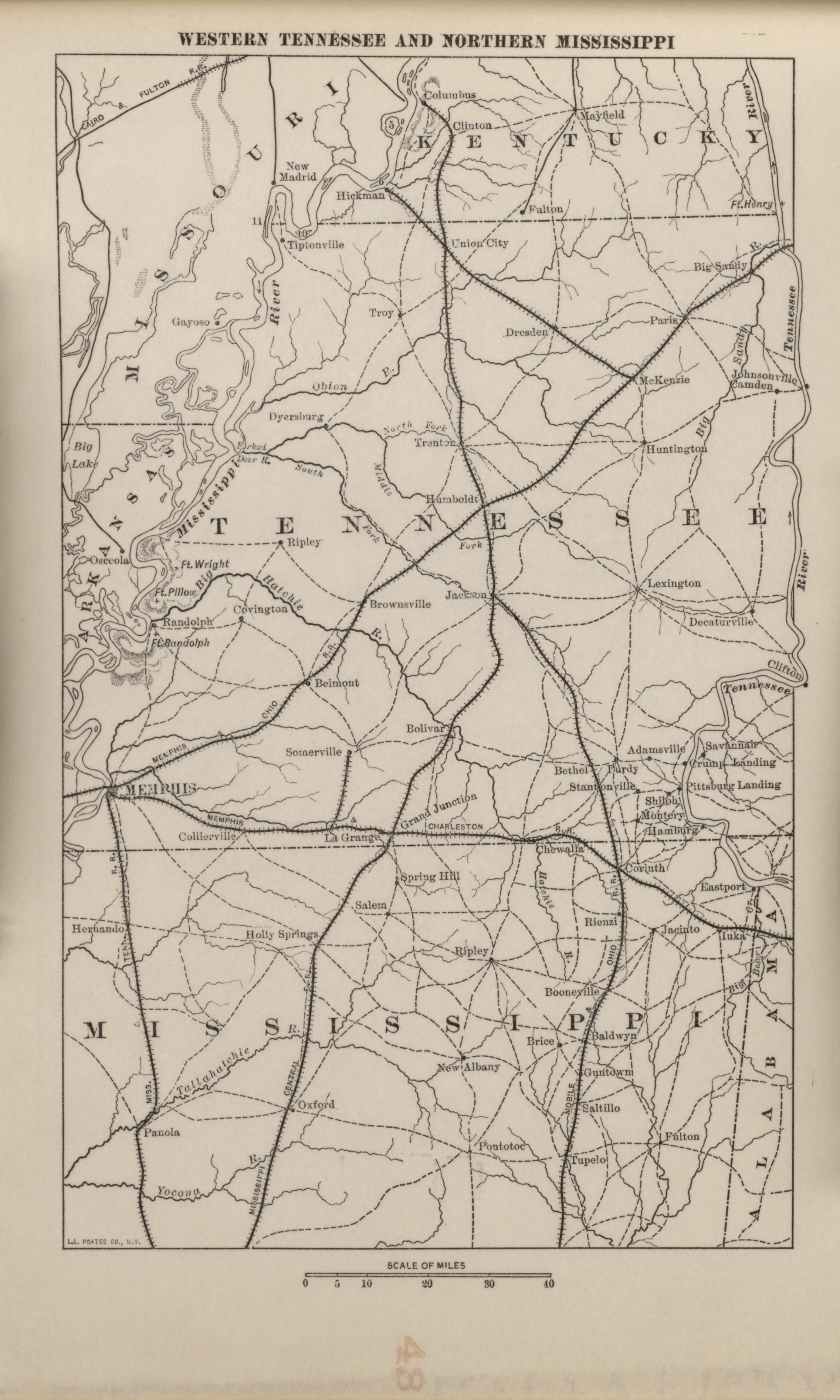 Western Tennessee and Northern Mississippi from Campaigns of the American Civil War--atlas 1914 by Relic Map Company