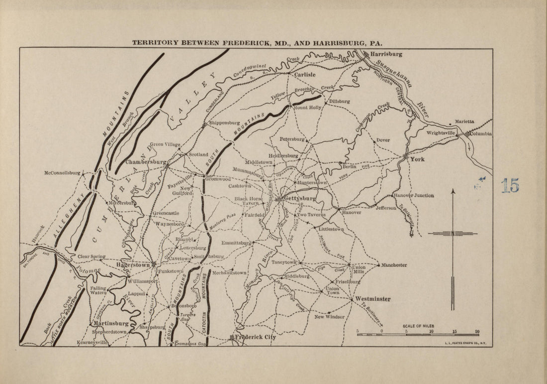 Territory Between Frederick, Md. and Harrisburg, Pa. from Campaigns of the American Civil War--atlas 1914 by Relic Map Company