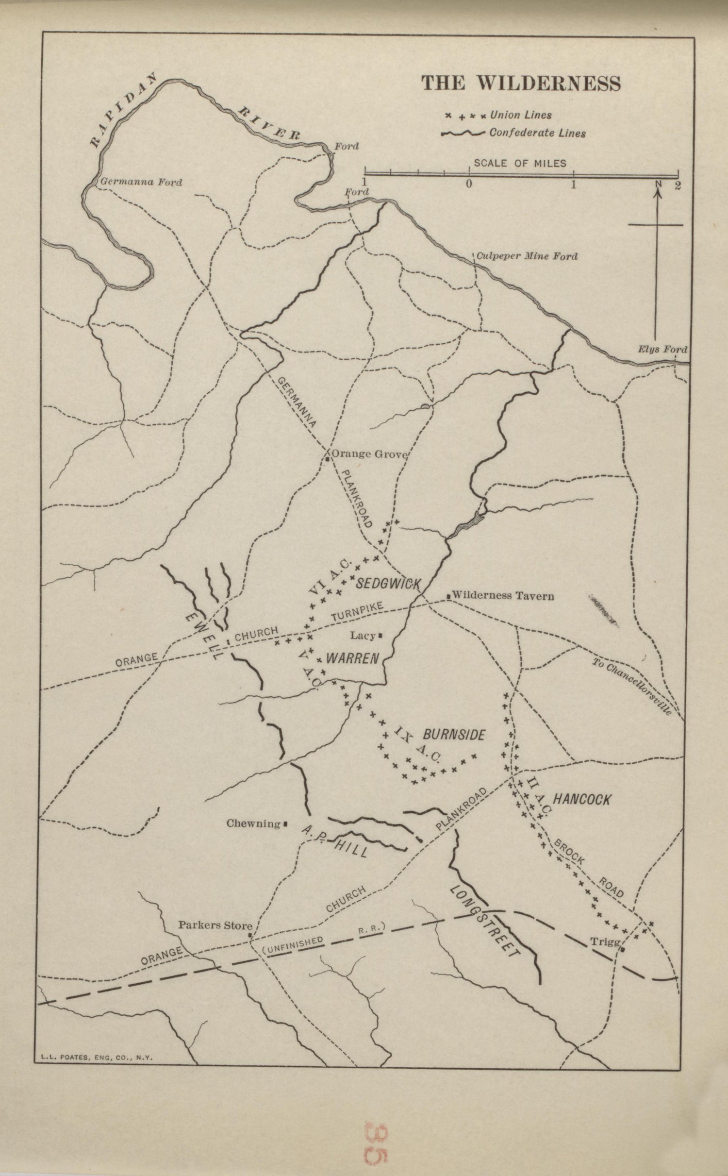 The Wilderness from Campaigns of the American Civil War--atlas 1914 by Relic Map Company