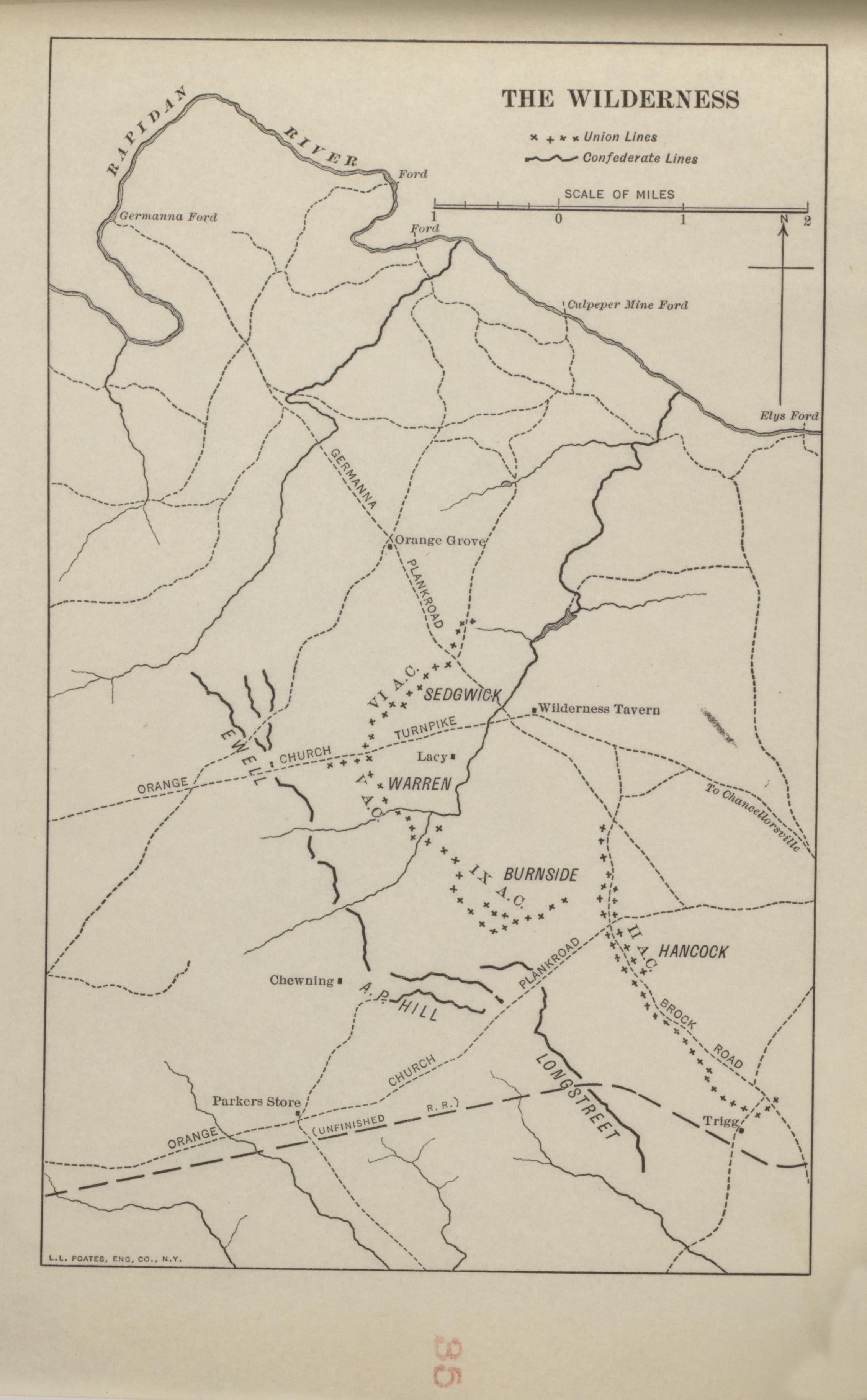 The Wilderness from Campaigns of the American Civil War--atlas 1914 by Relic Map Company