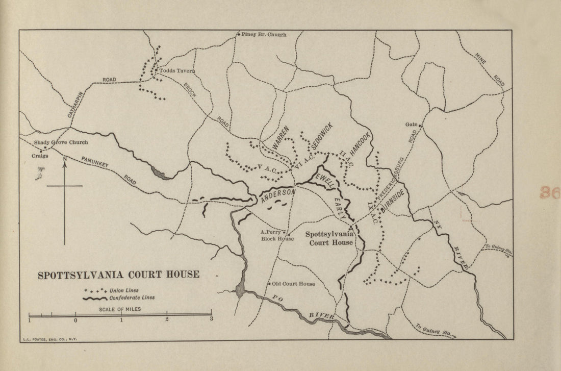 Spotsylvania Court House from Campaigns of the American Civil War--atlas 1914 by Relic Map Company