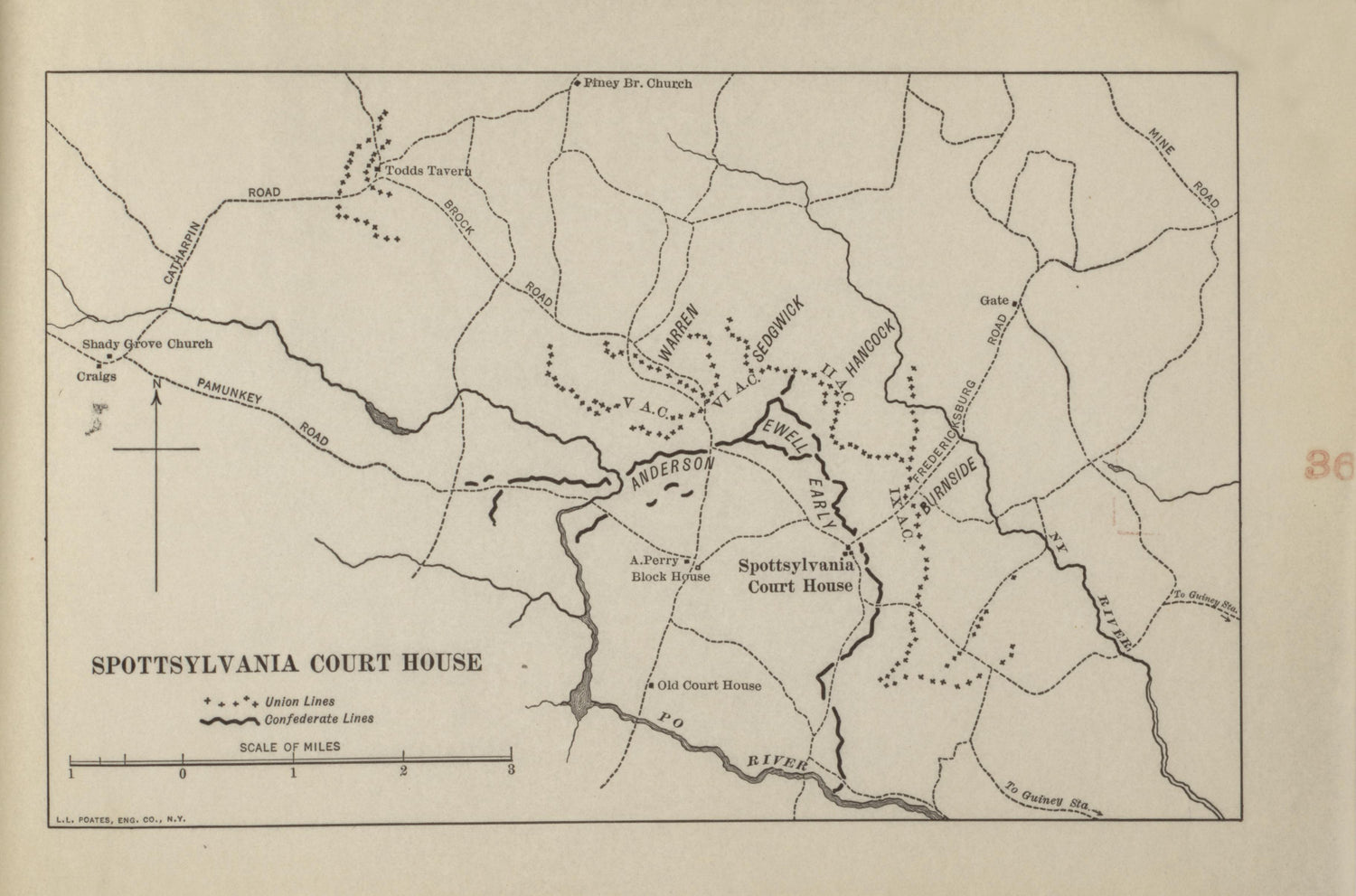 Spotsylvania Court House from Campaigns of the American Civil War--atlas 1914 by Relic Map Company