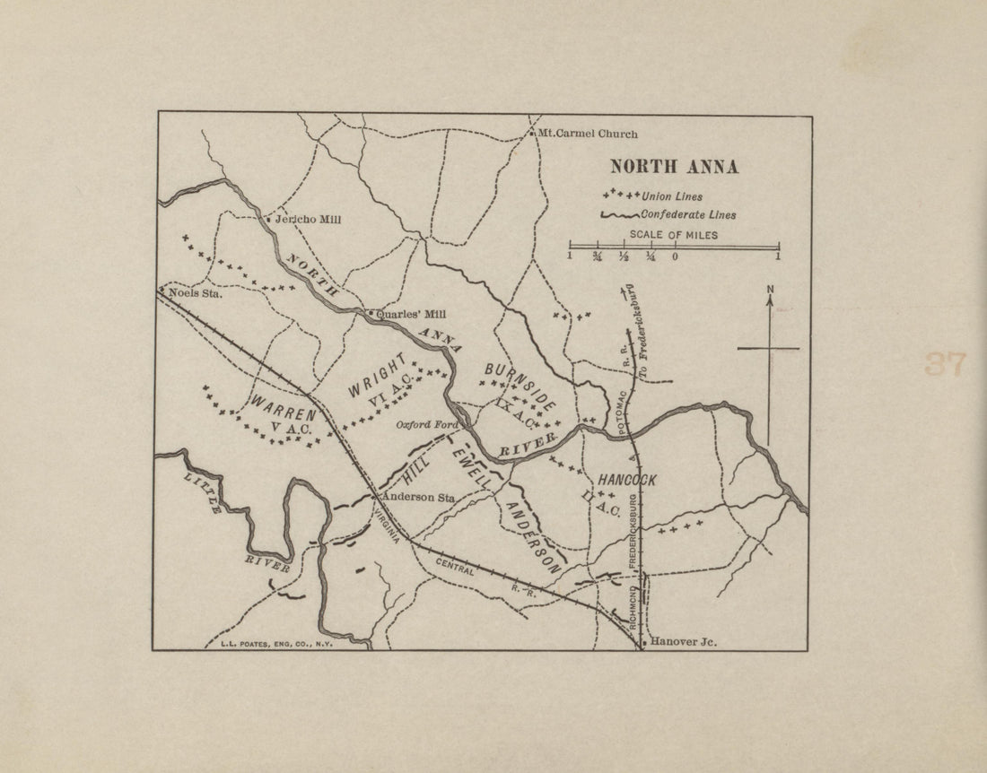 North Anna from Campaigns of the American Civil War--atlas 1914 by Relic Map Company