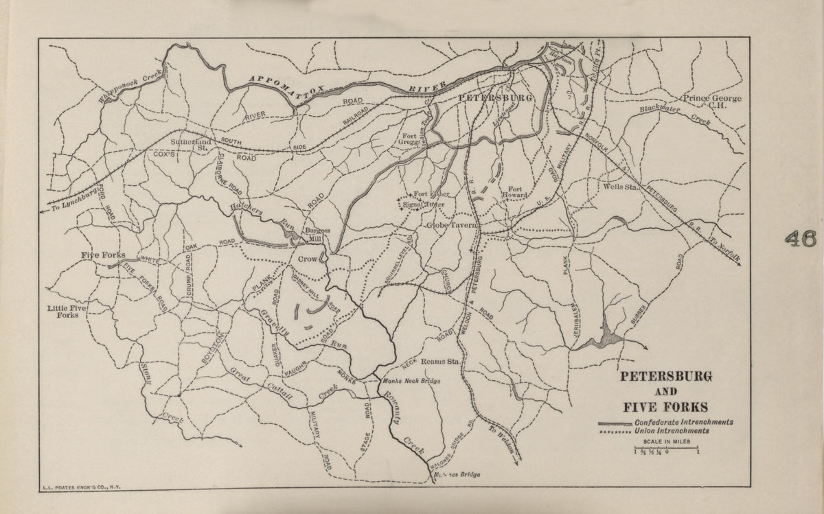 Petersburg and Five Forks from Campaigns of the American Civil War--atlas 1914 by Relic Map Company