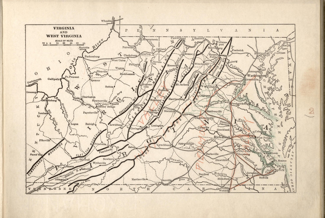 Virginia and West Virginia from Campaigns of the American Civil War--atlas 1914 by Relic Map Company