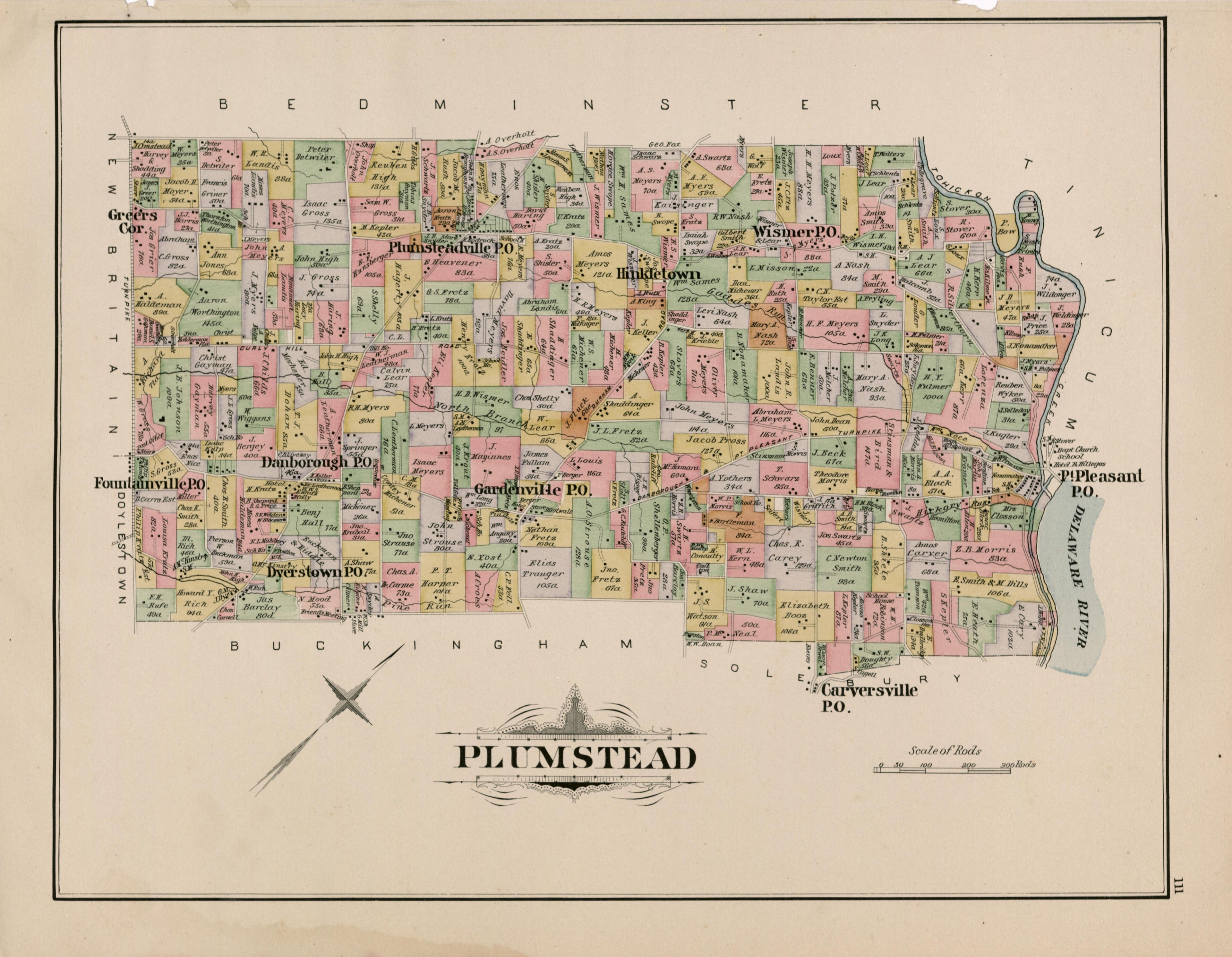 Plumstead from Atlas of Bucks County, Pennsylvania 1891 by Relic Map Company