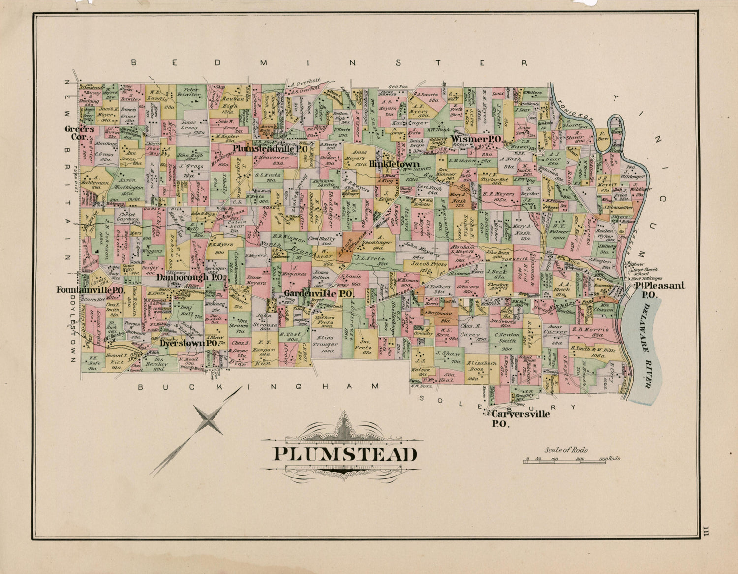 Plumstead from Atlas of Bucks County, Pennsylvania 1891 by Relic Map Company