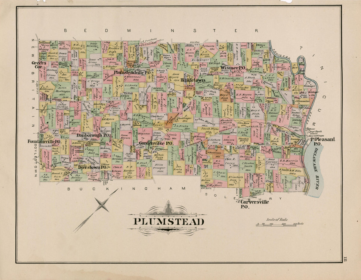 Plumstead from Atlas of Bucks County, Pennsylvania 1891 by Relic Map Company