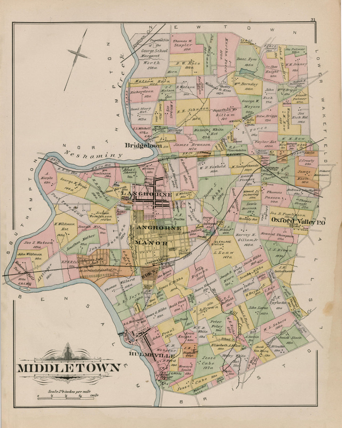 Middletown from Atlas of Bucks County, Pennsylvania 1891 by Relic Map Company