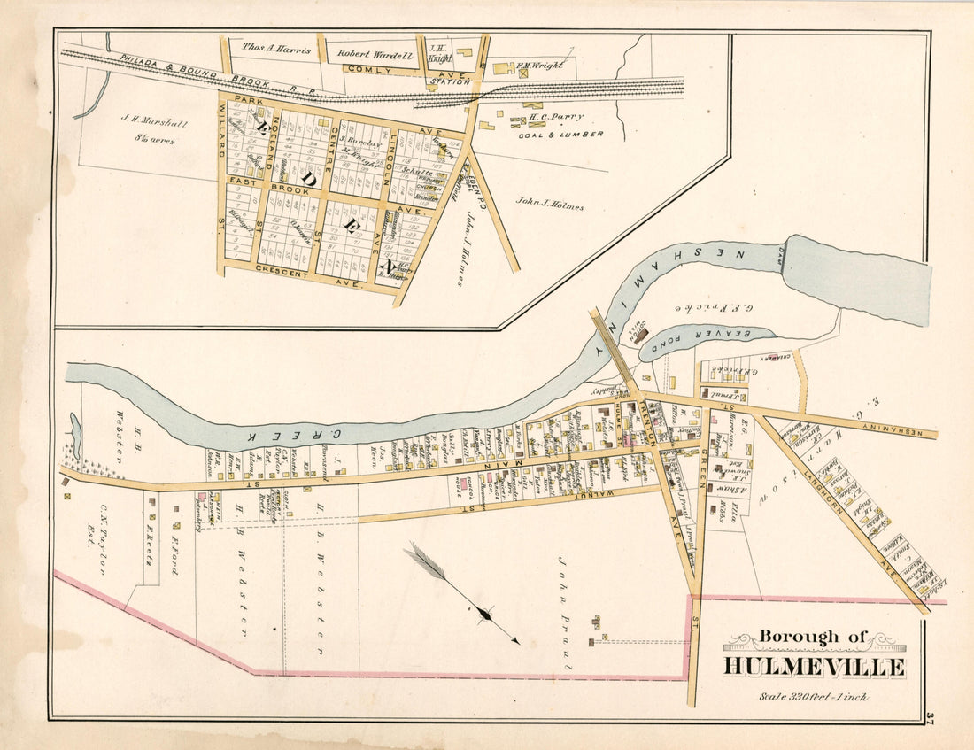 Borough of Hulmeville from Atlas of Bucks County, Pennsylvania 1891 by Relic Map Company