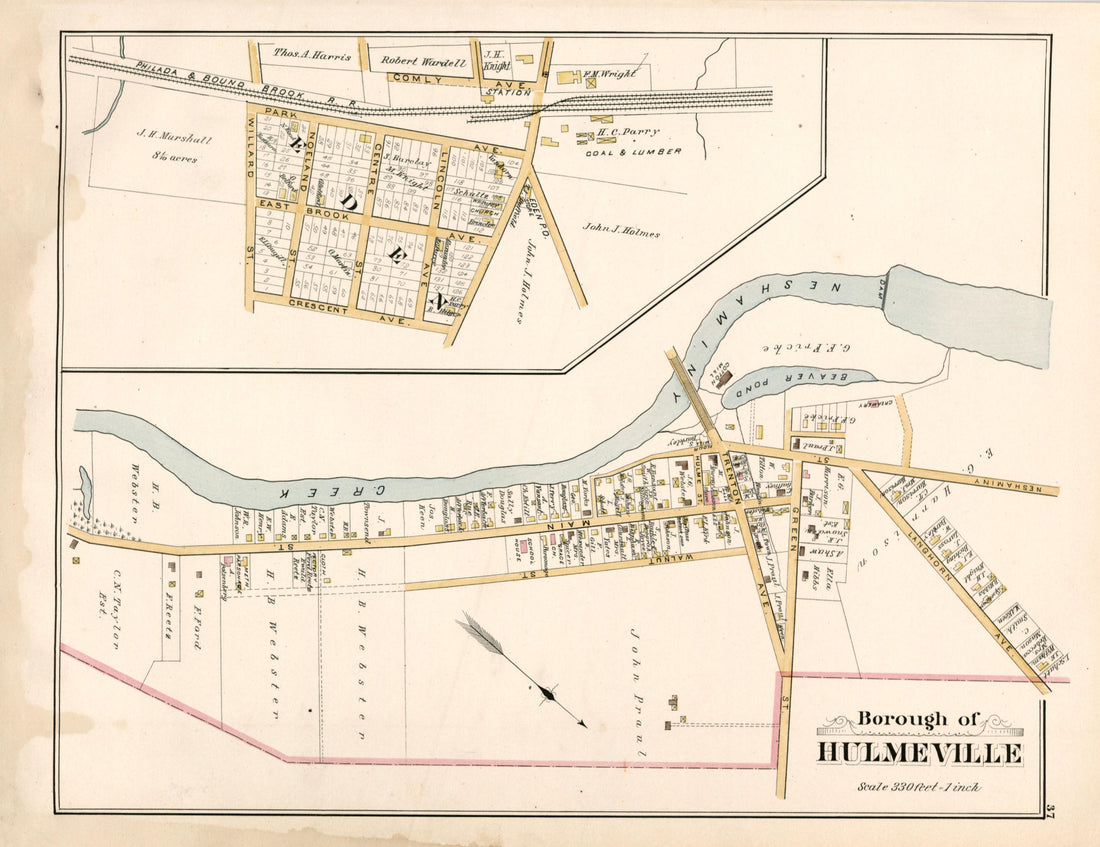 Borough of Hulmeville from Atlas of Bucks County, Pennsylvania 1891 by Relic Map Company