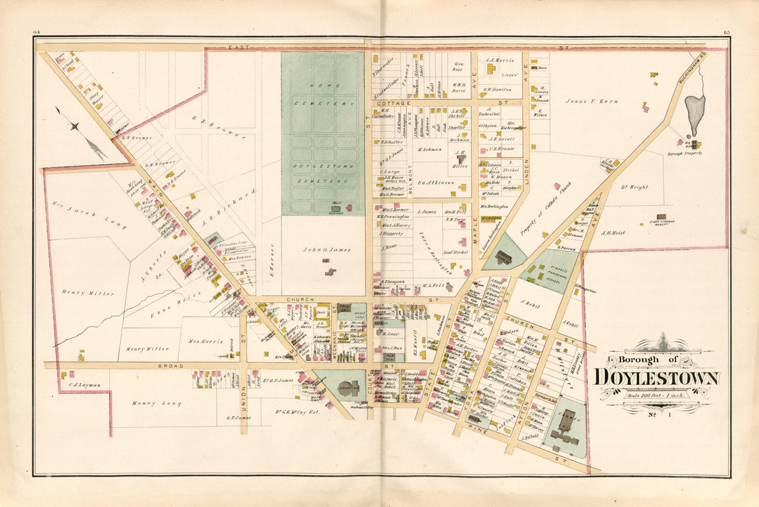 Borough of Doylestown from Atlas of Bucks County, Pennsylvania 1891 by Relic Map Company