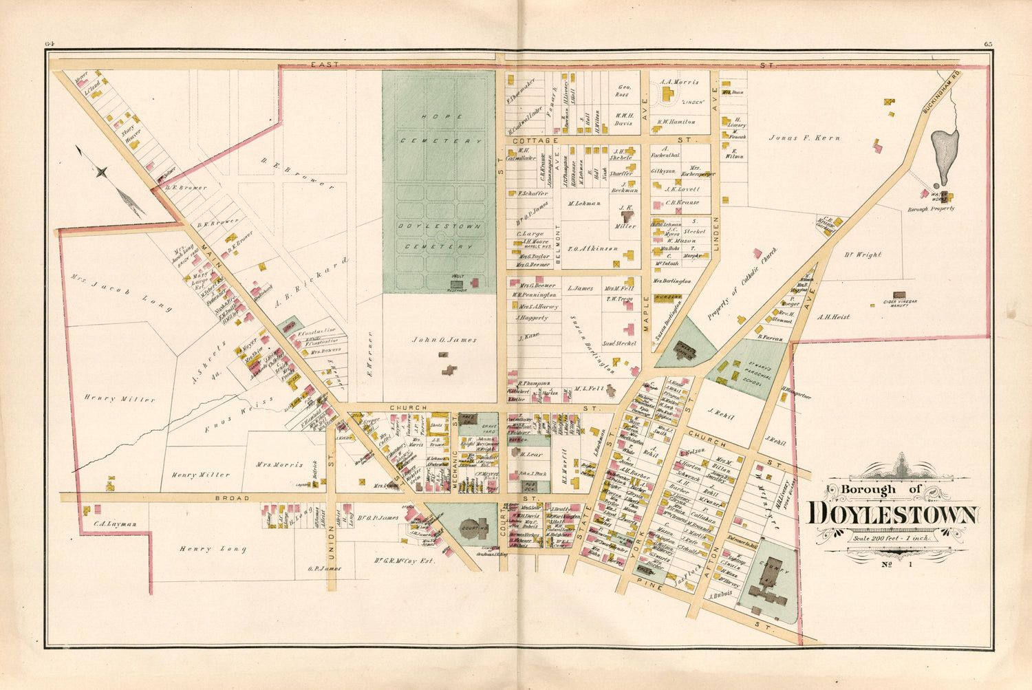 Borough of Doylestown from Atlas of Bucks County, Pennsylvania 1891 by Relic Map Company
